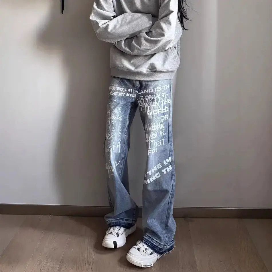Japanese Brand Retro casual micro flared printed jeans Size US 30 / EU 46 - 3 Thumbnail
