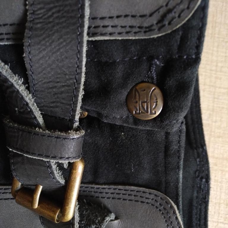Jean Paul Gaultier Jean Paul Gaultier buckled leather saddle denim skirt Size 26" / US 2 / IT 38 - 5 Thumbnail