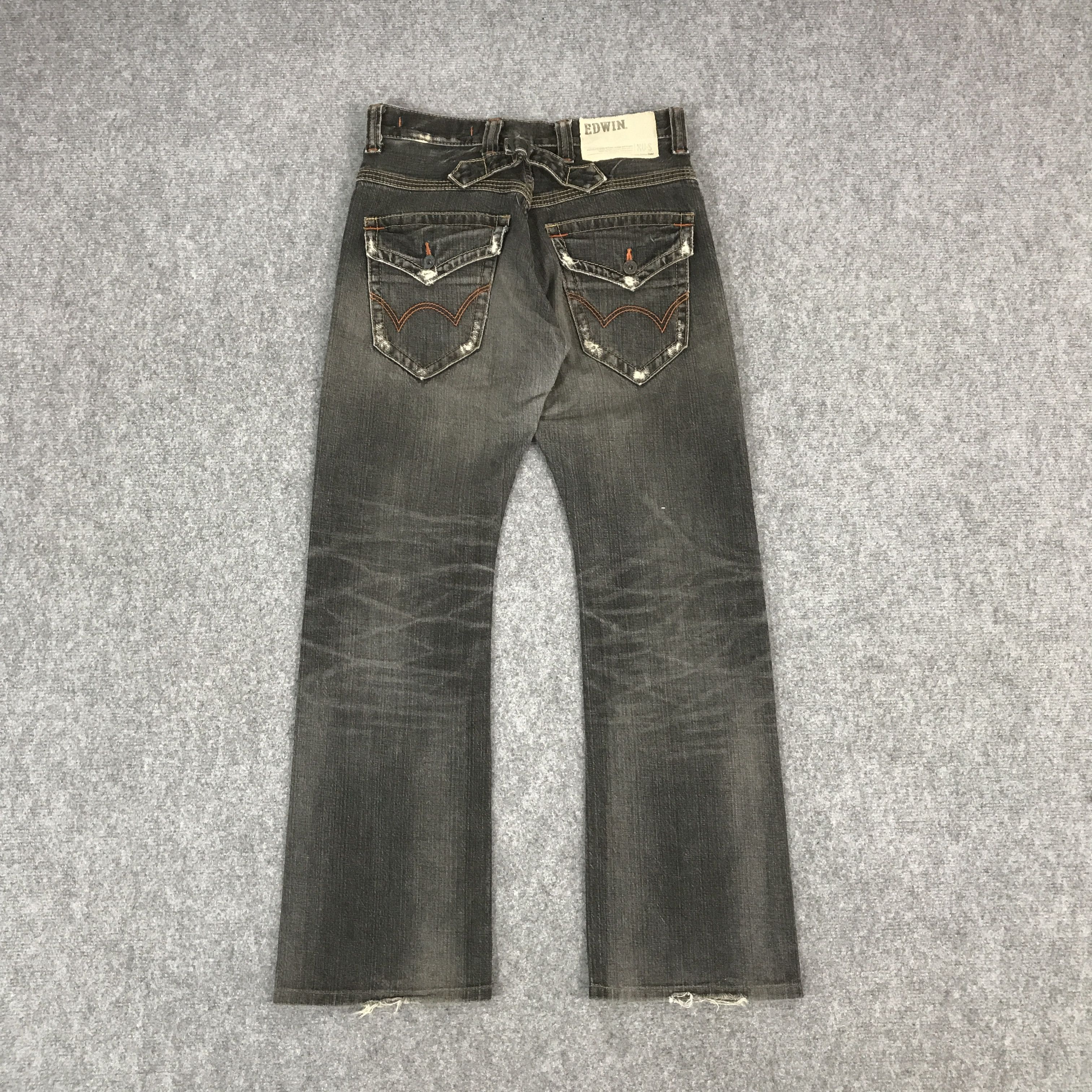Japanese Brand EDWIN DISTRESSED BLACK DENIM PANTS Size US 28 / EU 44 - 2 Thumbnail