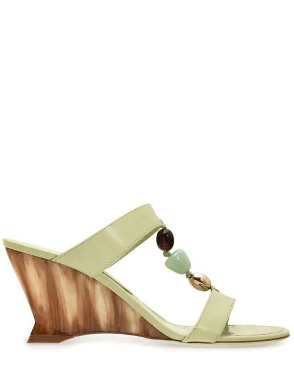 Salvatore Ferragamo o1s1rm0924 Beaded Wedge Slides in Multicolor Size US 8.5 / IT 38.5 - 1 Thumbnail