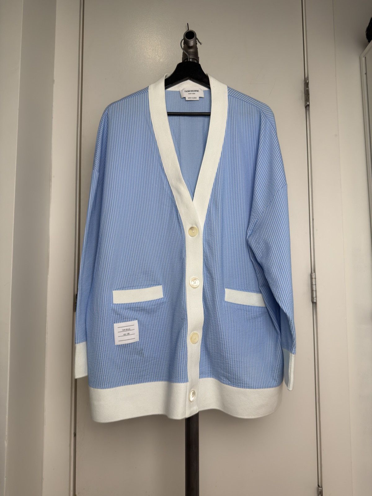 Thom Browne Blue Stripe Cardigan Size US M / EU 48-50 / 2 - 1 Thumbnail