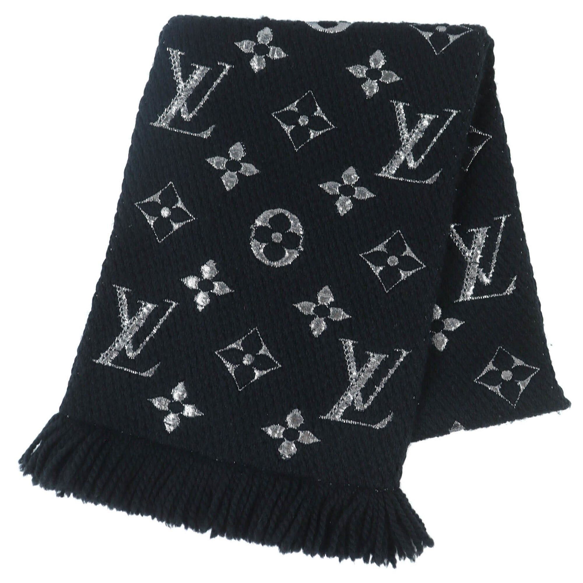 Louis Vuitton Louis Vuitton 2018 M75833 Echarpe Logomania Shine Wool Silk Monogram Fringe Scarf Noir Silver with Box Made in Italy Authentic Women's Size ONE SIZE - 1 Thumbnail