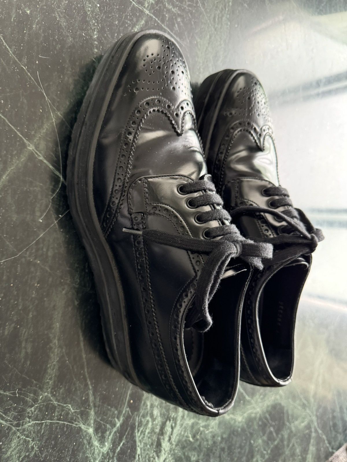Prada Prada Black Leather Creepers Size US 6 / EU 39 - 3 Thumbnail