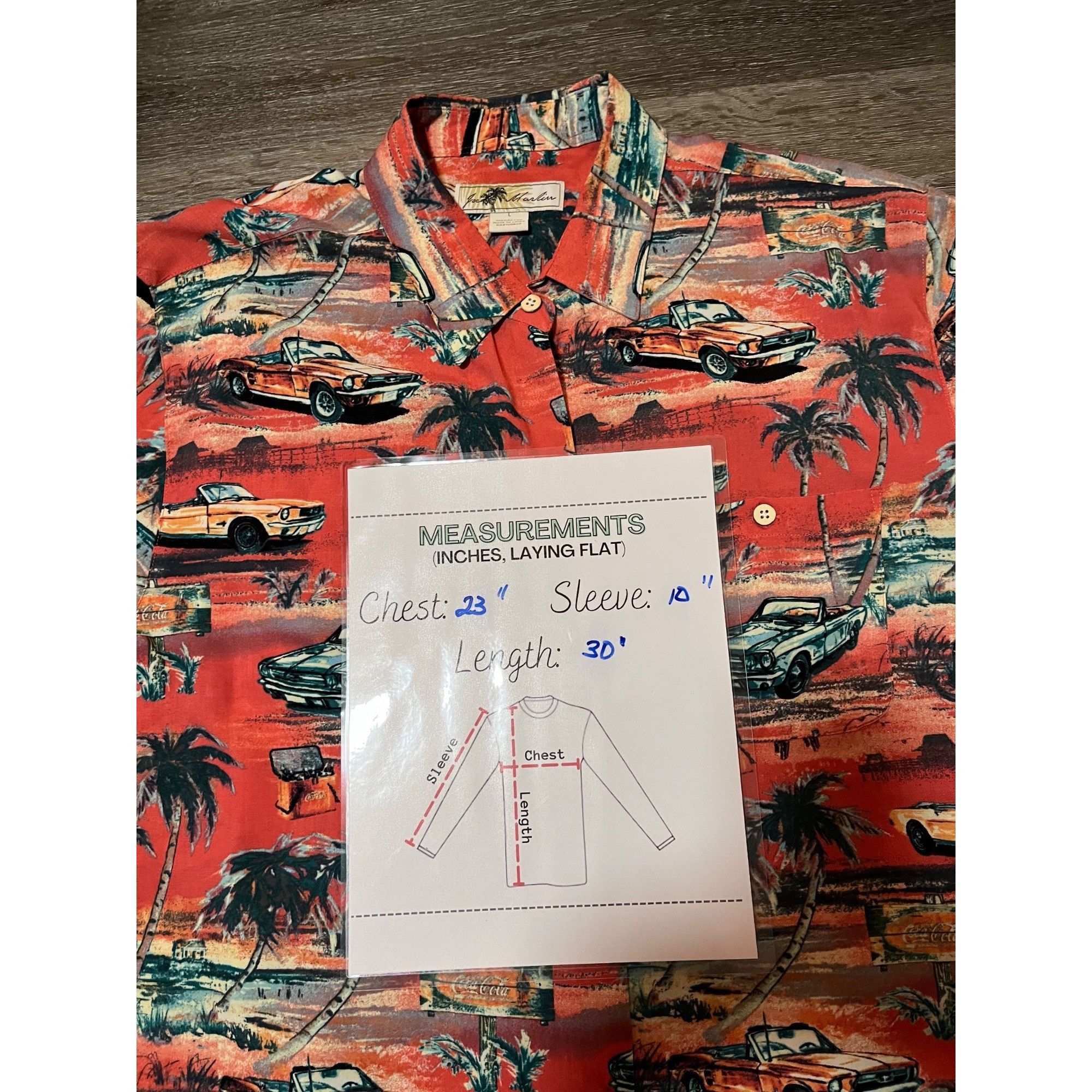 Other Ford Mustang Hawaiian Button-Up Shirt "shrimp orangie" color Size US L / EU 52-54 / 3 - 3 Thumbnail