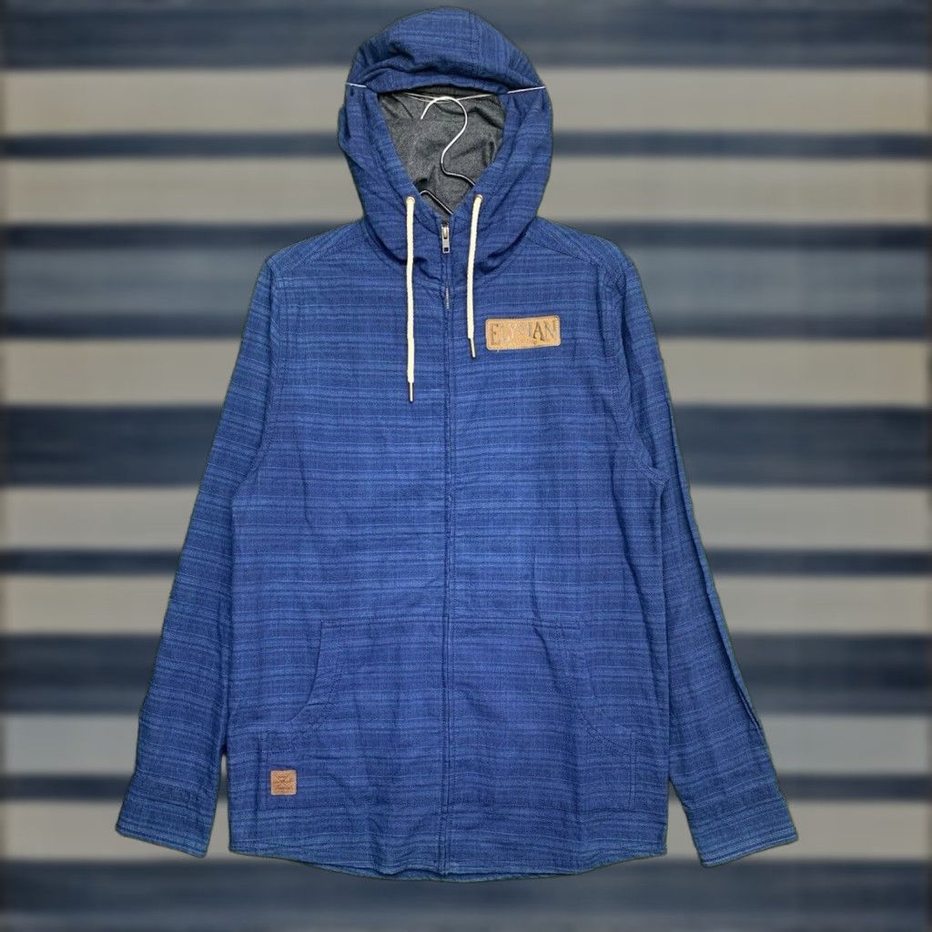 KAVU Kavu Mens Small Hoodie Full Zip Striped Sweatshirt Hiking Outdoor Logo Blue Knit Cotton Polyester Winter 90s 00s 2000s Size US S / EU 44-46 / 1 - 1 Thumbnail
