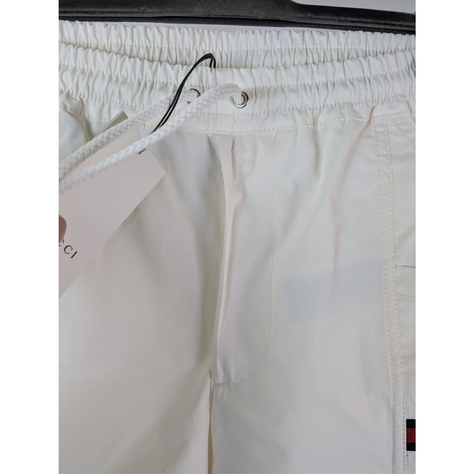 Gucci o1rshd1 Cotton Canvas W/Web Pants Trouser Sweatpants White Size US 44 / EU 60 - 7 Thumbnail
