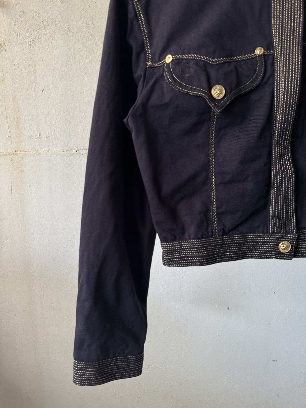 Versus Versace S/S 1992 Versus Gianni Versace Archive Crop Denim Jacket Size XS / US 0-2 / IT 36-38 - 6 Thumbnail