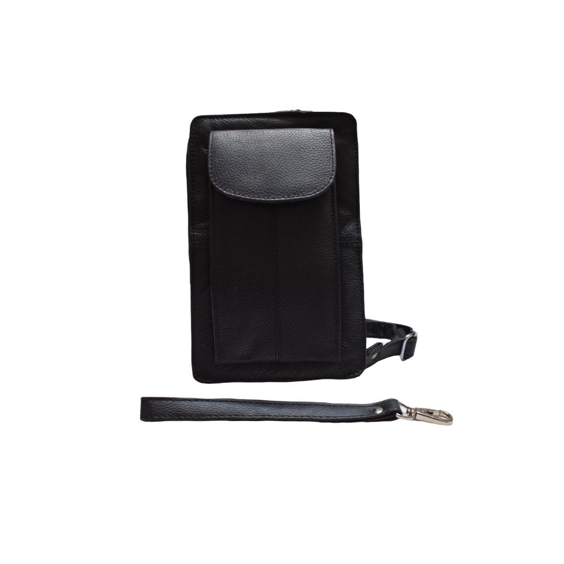 Handmade Women's Brand New Black Leather Crossbody Hand Clutch Bag Size ONE SIZE - 2 Thumbnail
