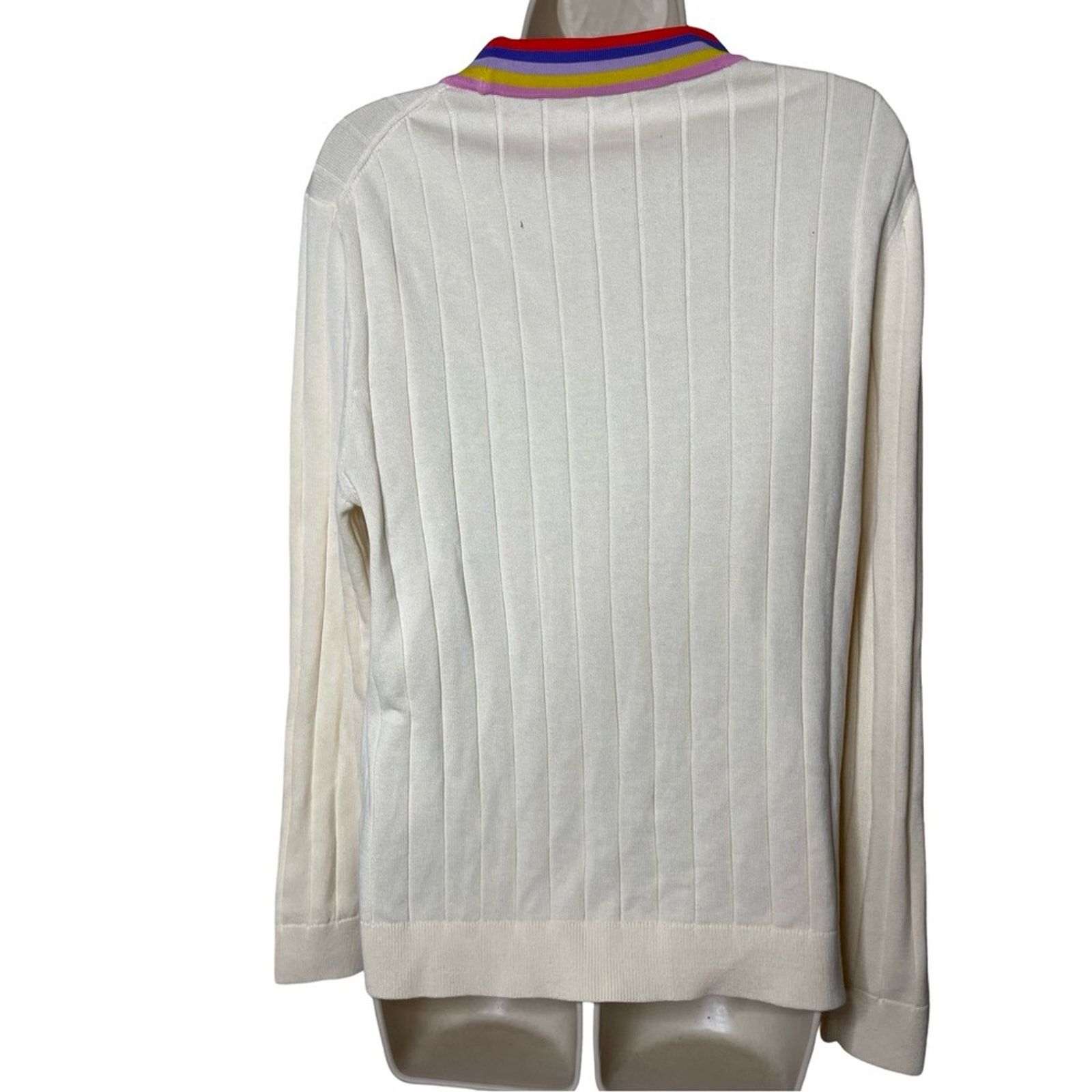 KULE KULE The Binx 4 stripe trim cotton blend ivory Cardigan sz S Size S / US 4 / IT 40 - 2 Thumbnail