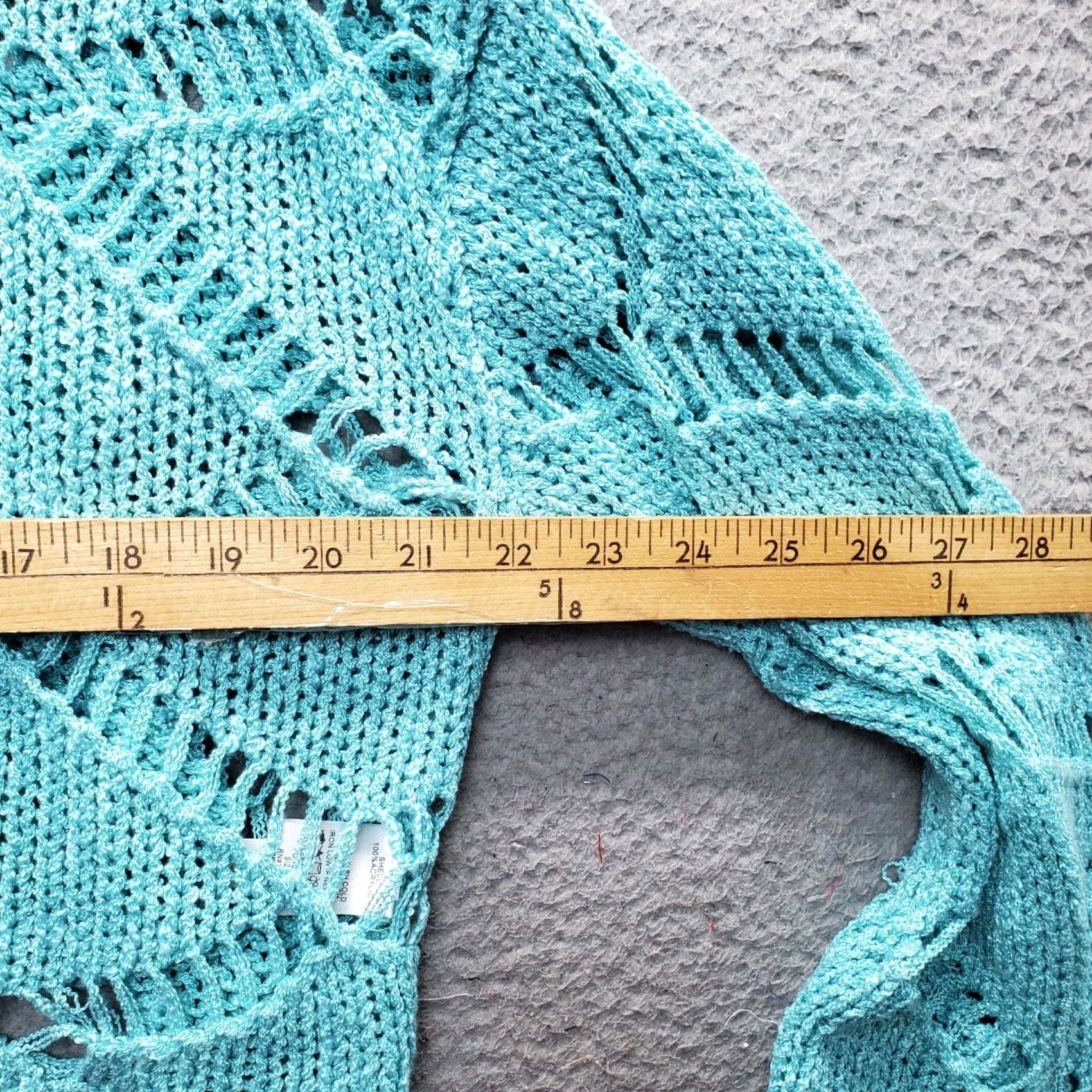 Vintage Peach Love California Womens Cropped Sweater Size M Green Open Knit Long Sleeve Pullover Cardigan Style Casual Comfort Knit Open-Knit Size M / US 6-8 / IT 42-44 - 4 Thumbnail