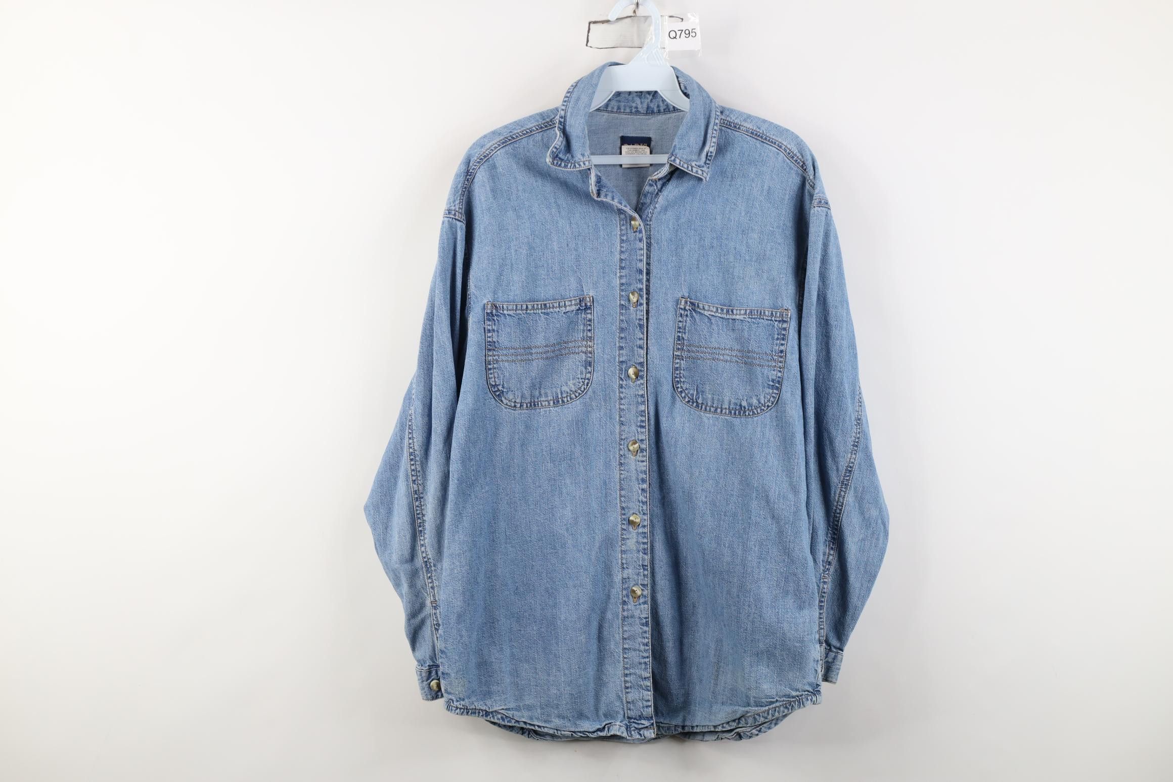 Vintage Vintage 90s Streetwear Collared Denim Jean Button Shirt Blue Size S / US 4 / IT 40 - 1 Thumbnail