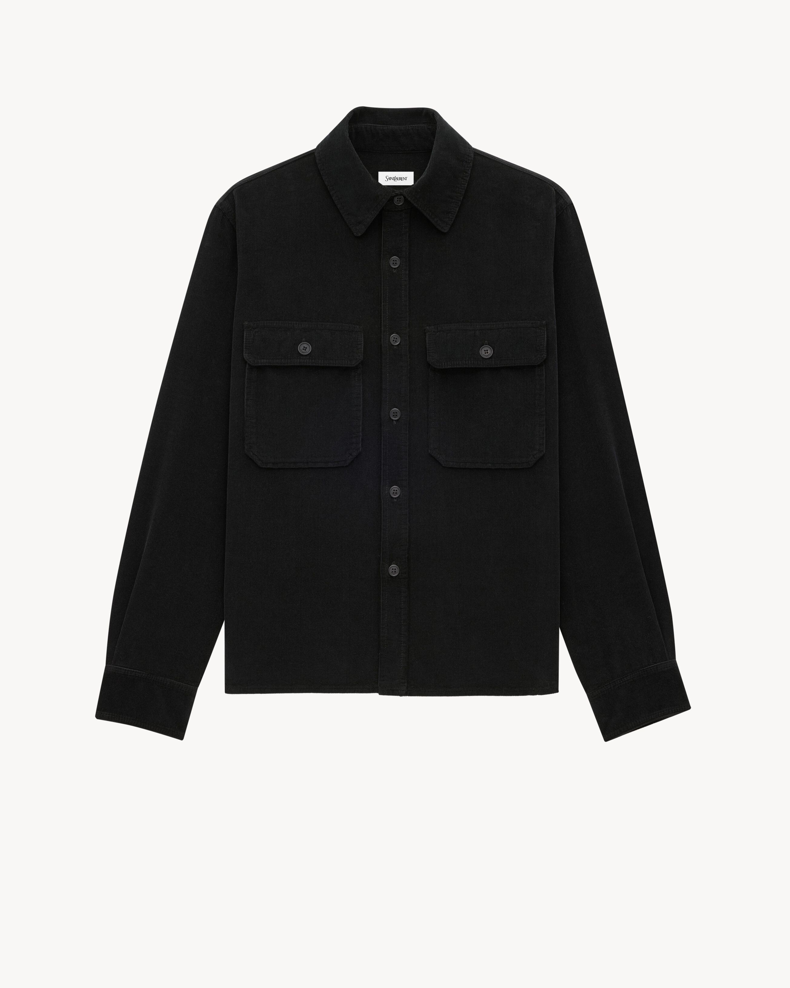 Saint Laurent Paris oc11z0126 795555 Overshirt in Corduroy in Deep Faded Black Size US S / EU 44-46 / 1 - 1 Thumbnail