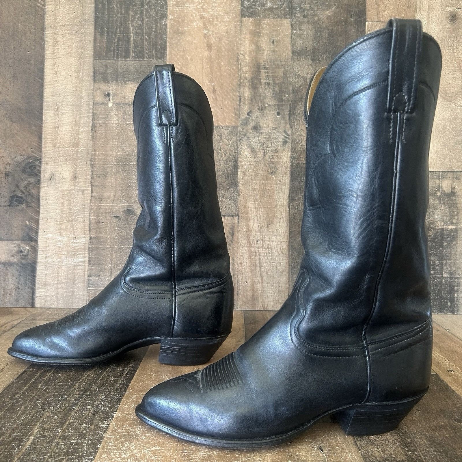 Vintage J Chisholm Vintage Classic Black Cowboy Boots Mens 8.5 D Size US 8.5 / EU 41-42 - 2 Thumbnail
