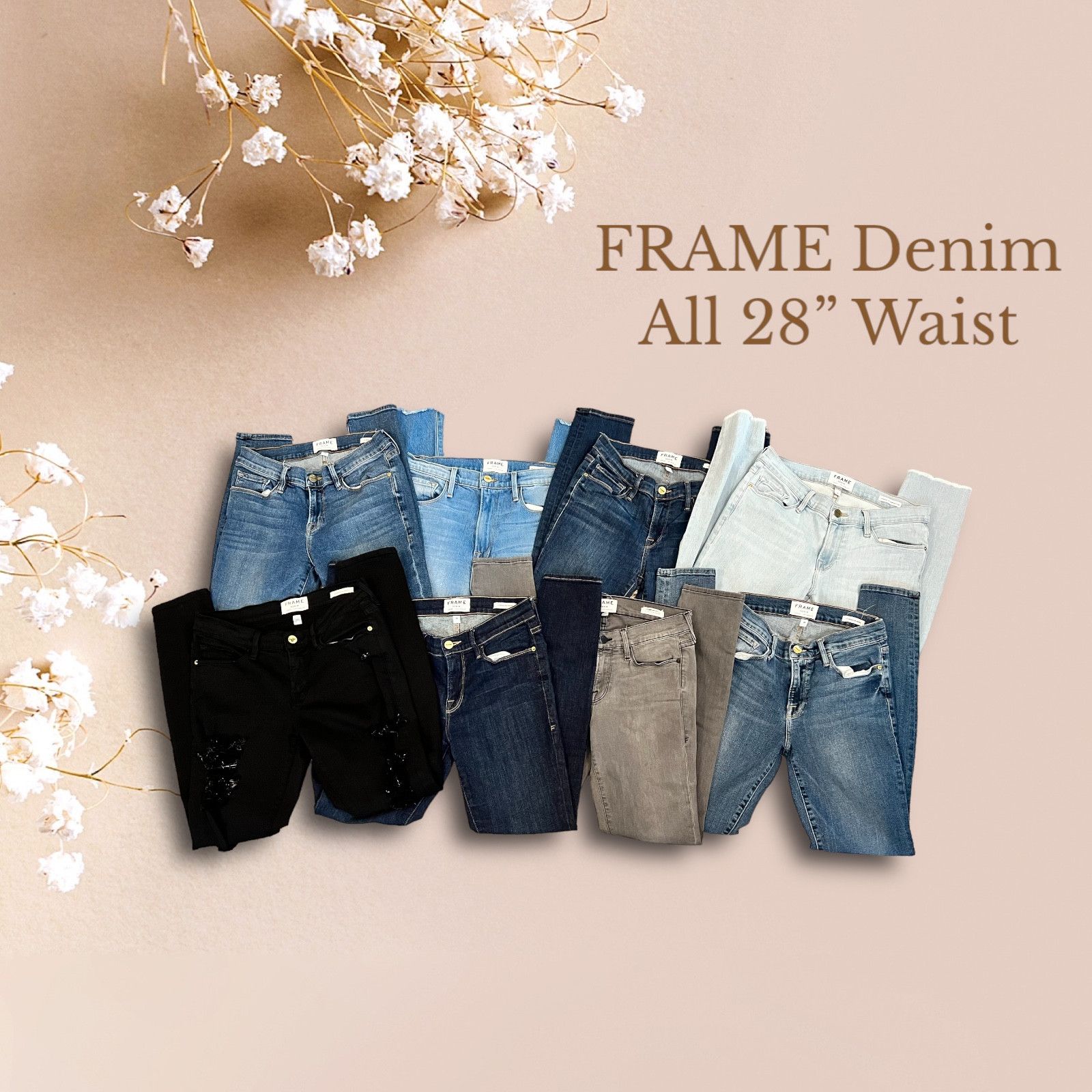 Frame Lot of 8 FRAME Denim Designer Jeans Women’s Size 28” Waist Size 28" / US 6 / IT 42 - 1 Thumbnail