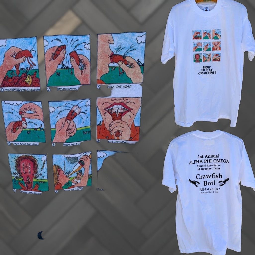 Fruit Of The Loom VINTAGE How To Eat Crawfish Alpha Phi Omega Alumni TX Crawfish Bowl 1996 T-Shirt Size US L / EU 52-54 / 3 - 1 Thumbnail