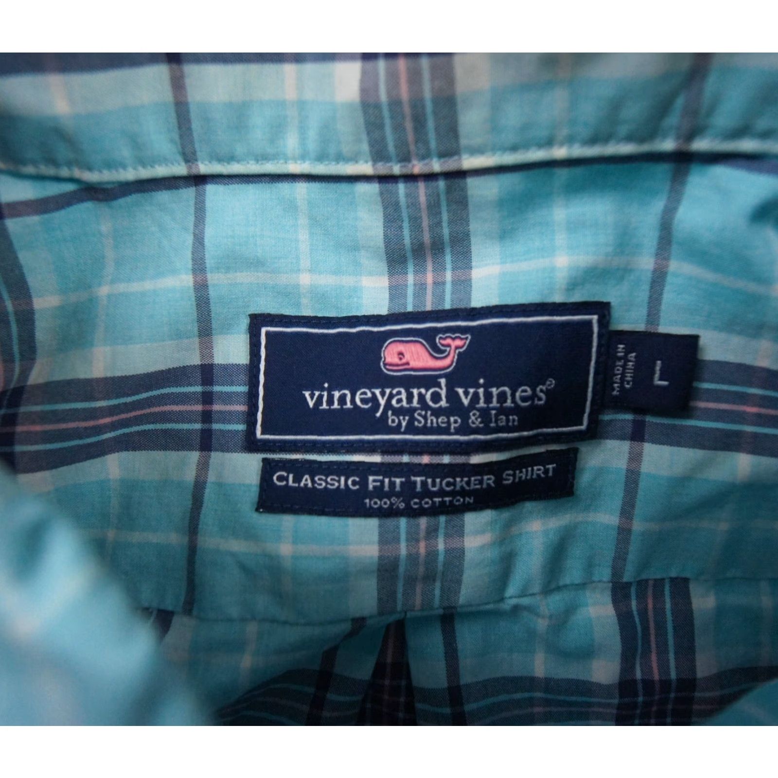 Vineyard Vines Vineyard Vines Men's Classic Fit Tucker Button-Up Shirt Large Blue Check Long Sleeve Size US L / EU 52-54 / 3 - 6 Thumbnail