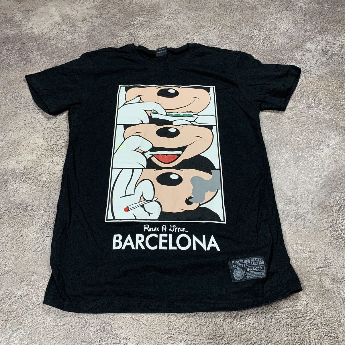Vintage Vintage Y2K Graphic Tee Mickey Barcelona Streetwear Black M Size US M / EU 48-50 / 2 - 2 Thumbnail