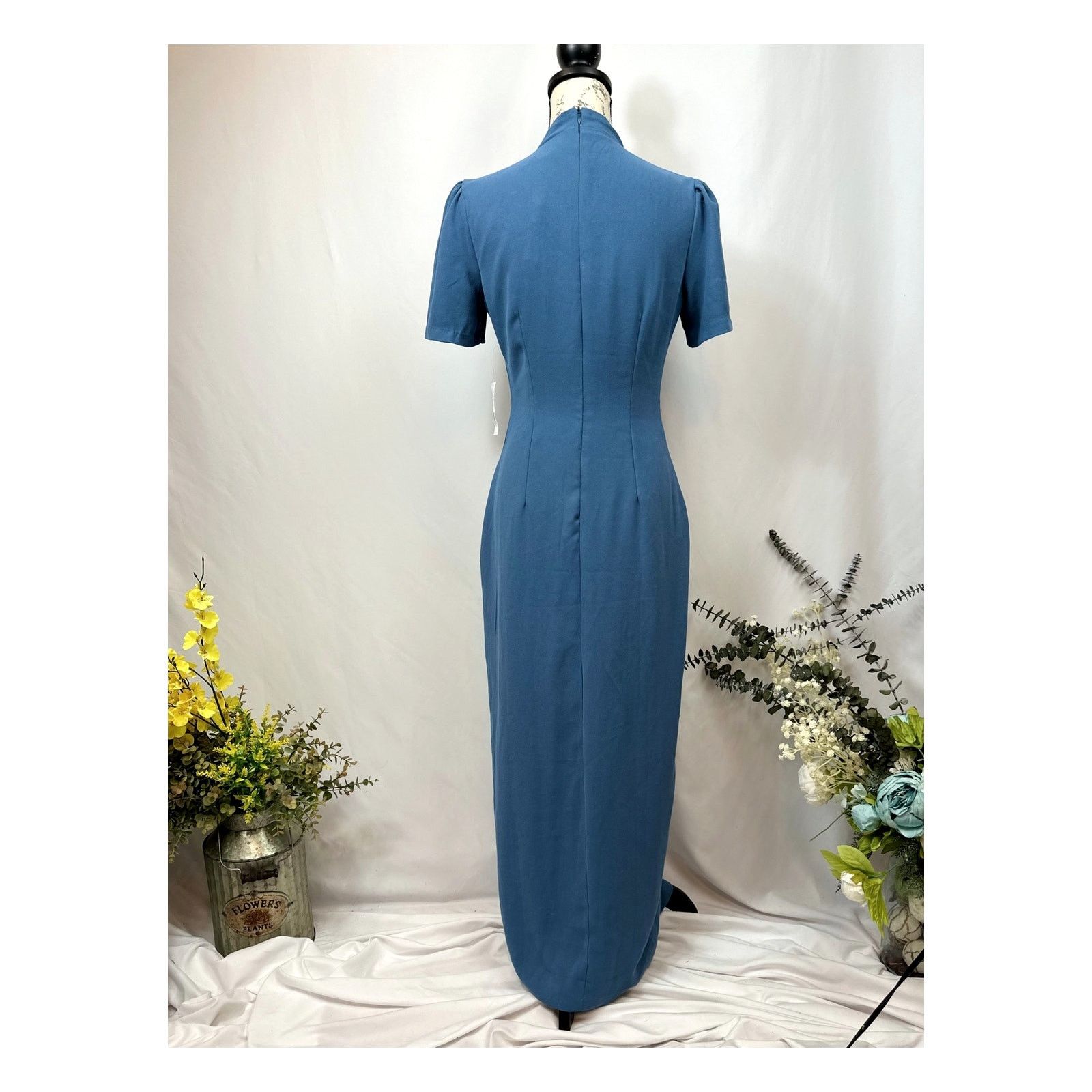 Alexia Admor Dixie Mock Neck Maxi Sheath Dress Denim Blue 4