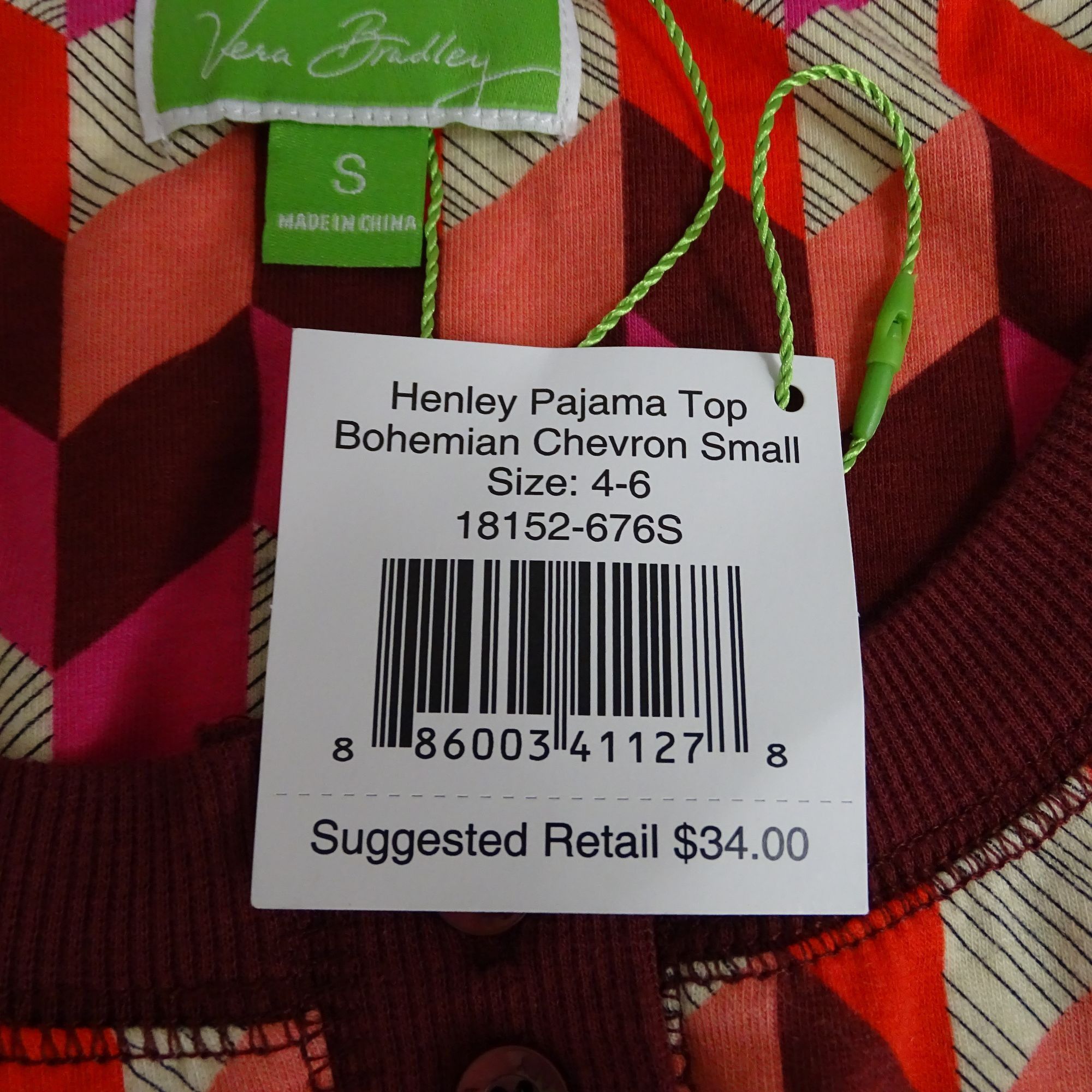 Vera Bradley Vera Bradley Henley Pajama Top Bohemian Chevron Women Size S Size S / US 4 / IT 40 - 6 Thumbnail