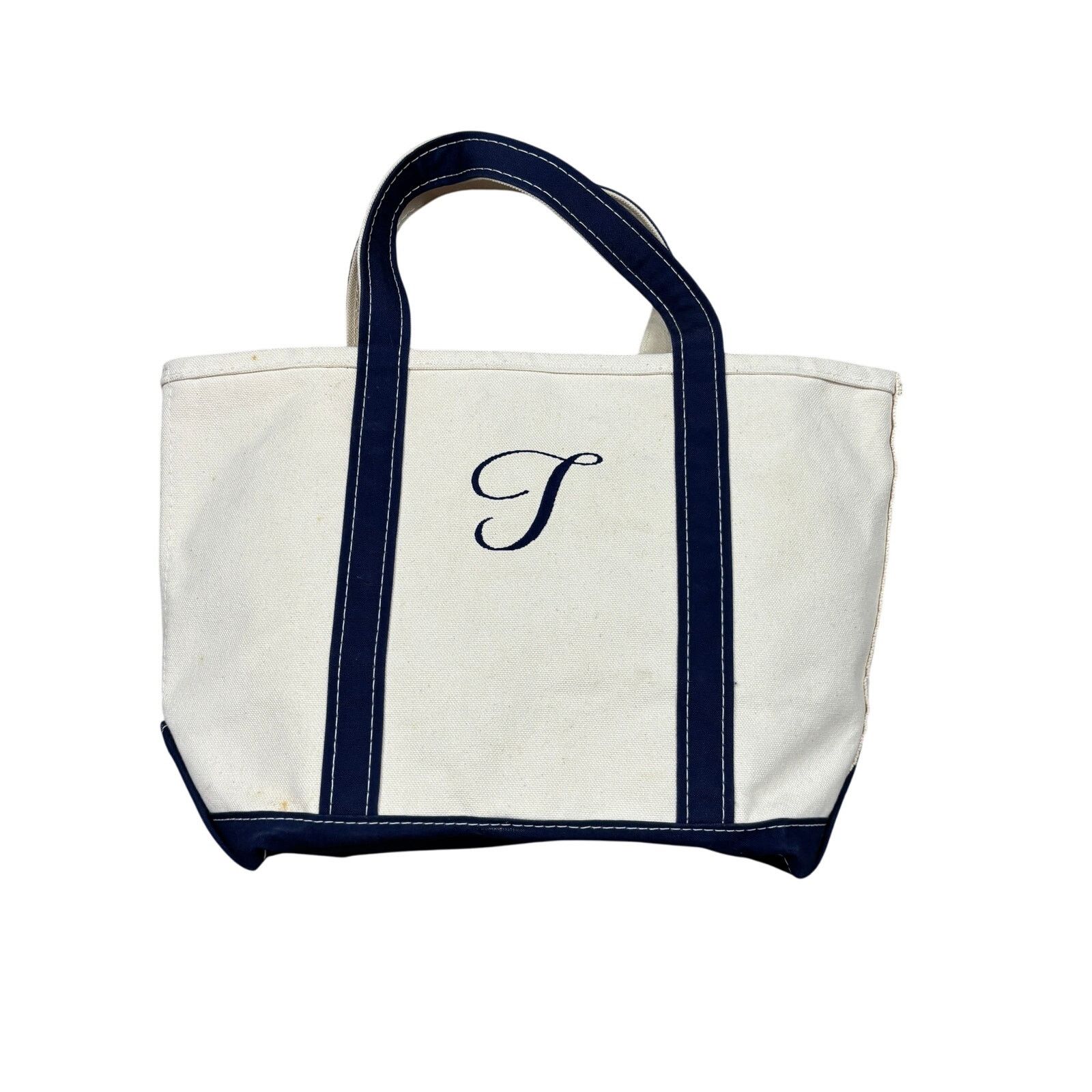 バッグ 90s l.l.bean boat and tote canvas bag 90s L.L.Bean BOAT AND TOTE MKM刺繍 ロングハンドル キャンバス