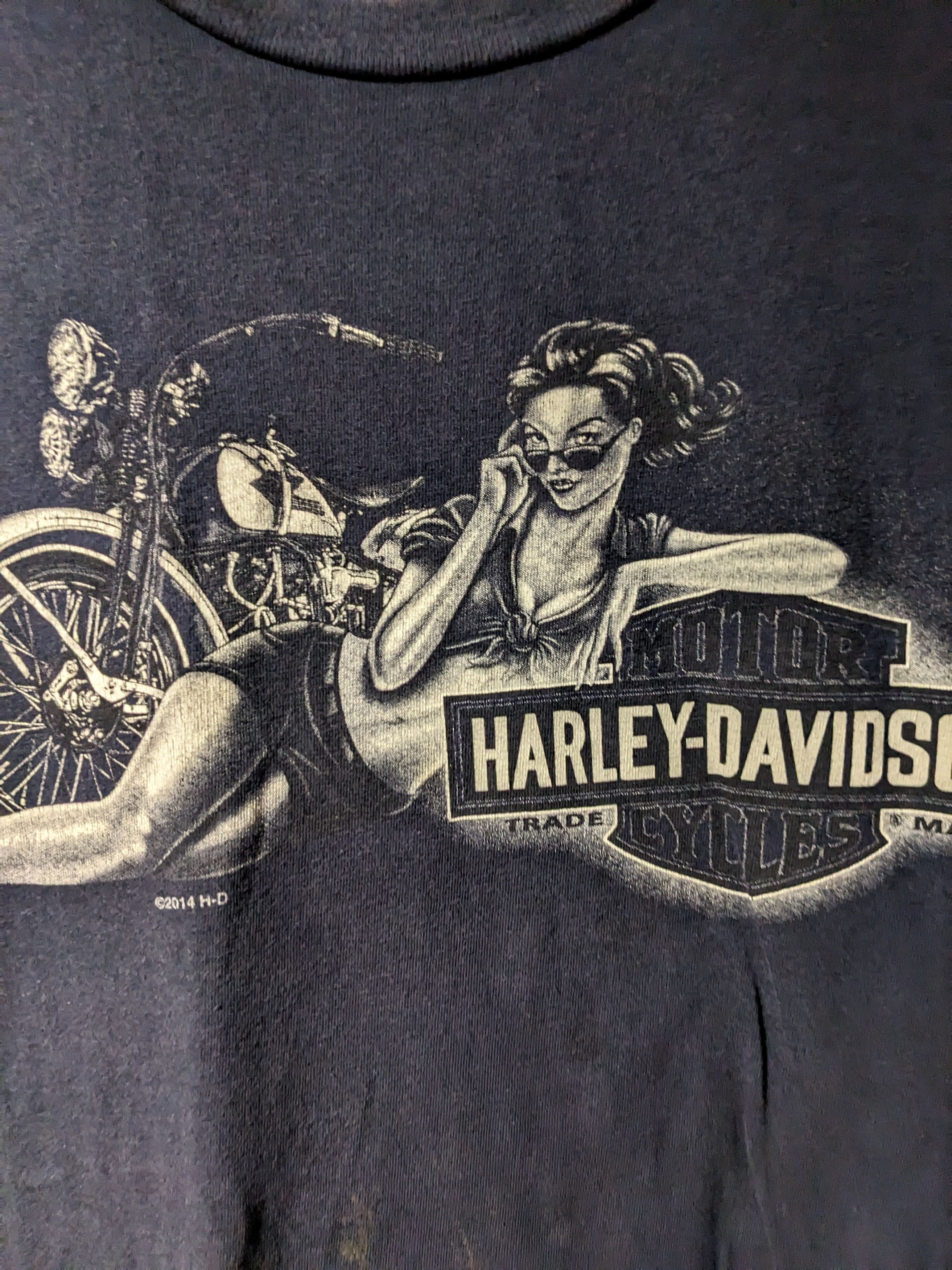Harley Davidson × Vintage Vintage 2014 Harley Davidson Motorcycle Pin Up Girl T-Shirt Size US L / EU 52-54 / 3 - 2 Thumbnail