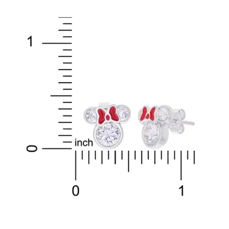 Disney NEW-Sterling Silver Cubic Zirconia Minnie Studded Earrings Size ONE SIZE - 6 Thumbnail