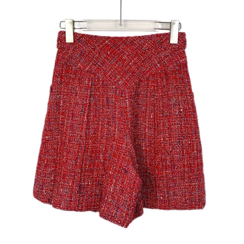 Chanel ChanelRed pearl buckled cotton braided tweed shorts 2503-Ne Size 24" / US 00 / IT 34 - 2 Thumbnail