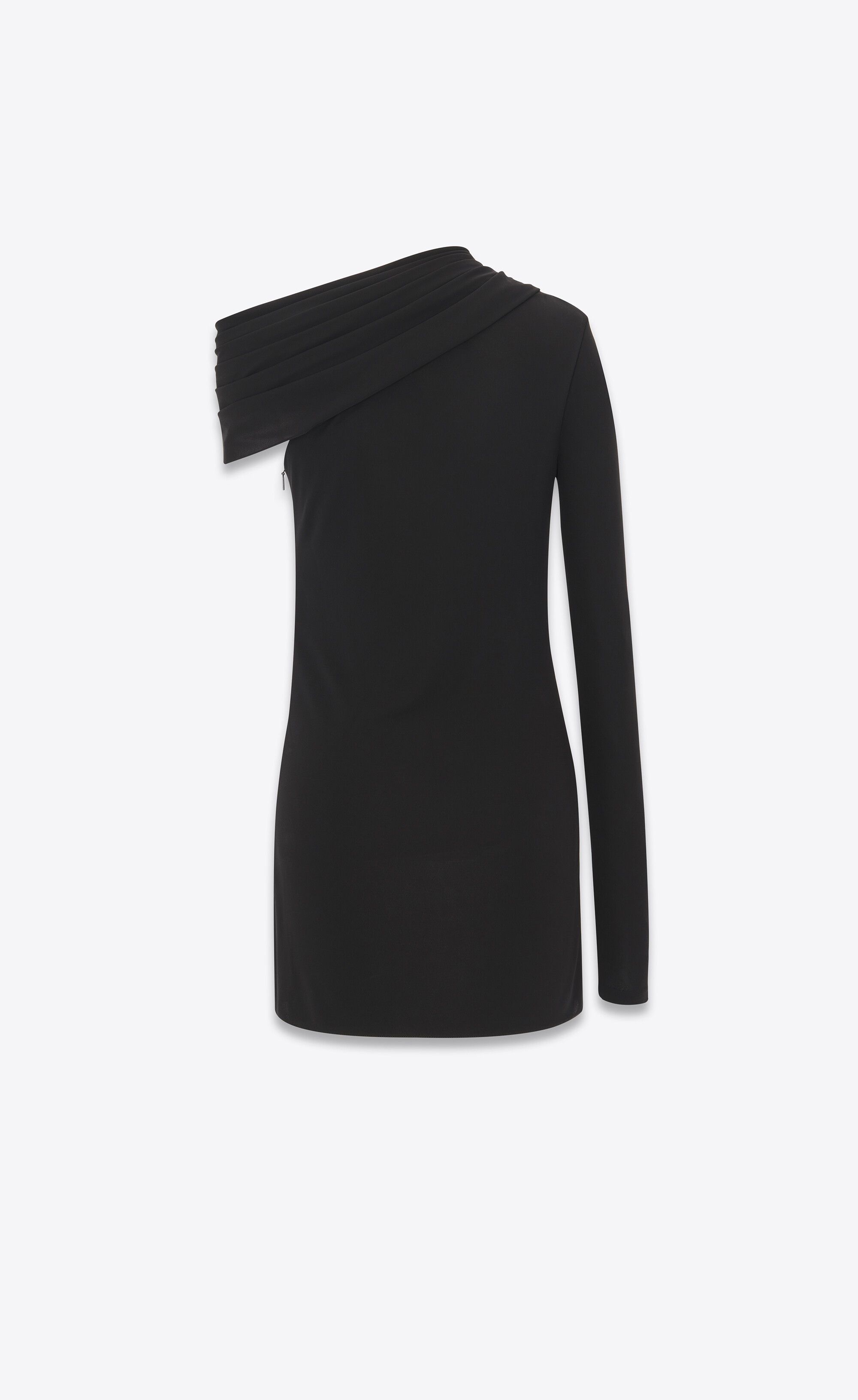 Saint Laurent Paris oc11z1125 One Shoulder Dress in Crepe Jersey in Noir Size M / US 6-8 / IT 42-44 - 5 Thumbnail