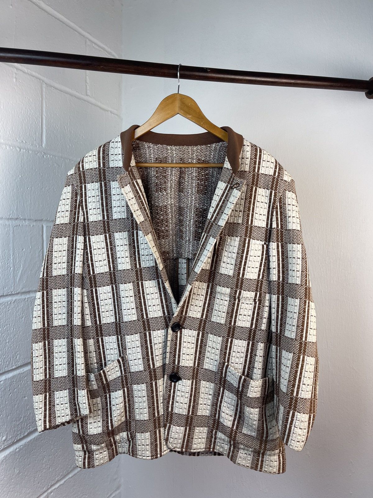 Issey Miyake 80s Issey Miyake Men Plaid Cotton Coat A1 Size US L / EU 52-54 / 3 - 3 Thumbnail
