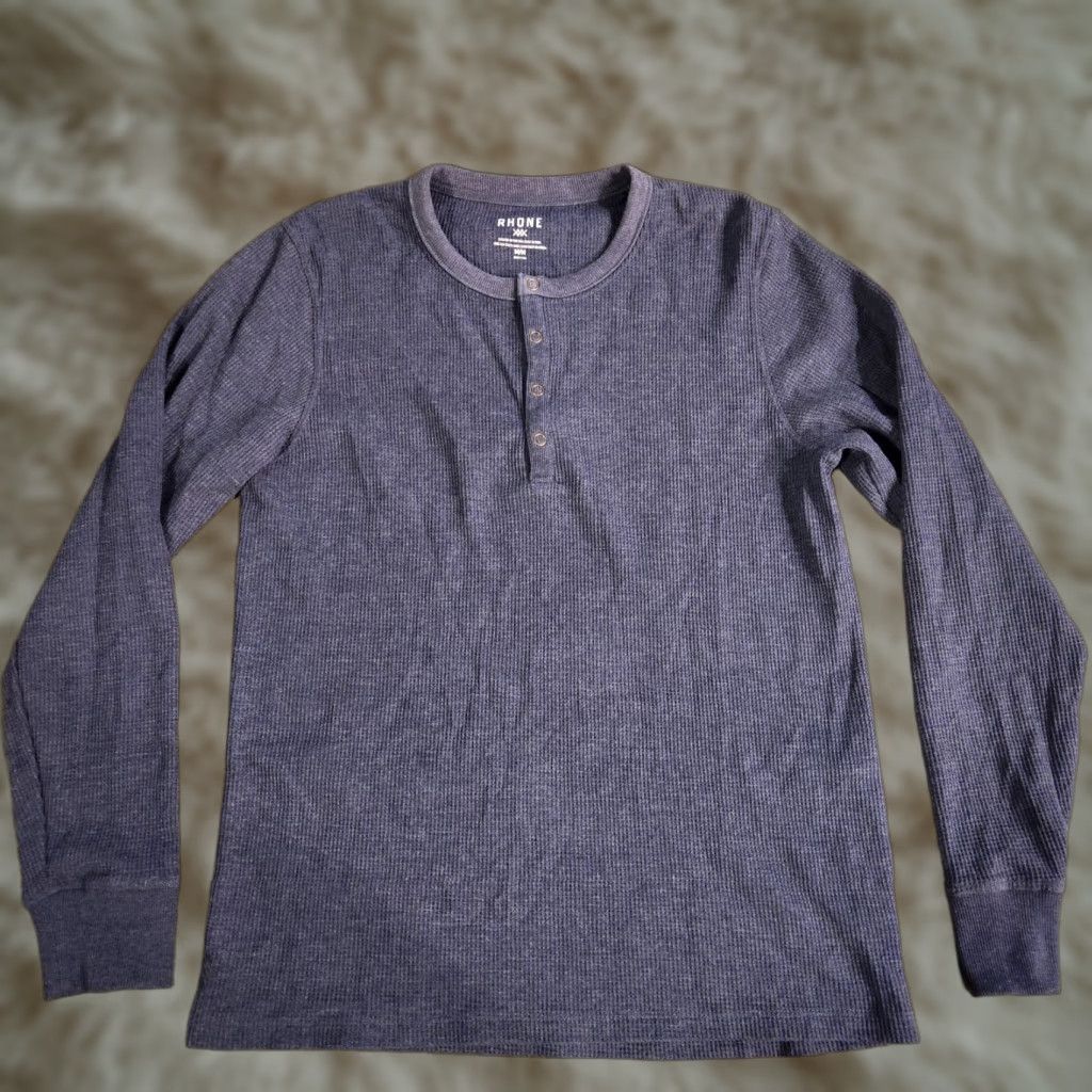 Rhone Rhone Mens Waffle Henley Long Sleeve Thermal Lightweight Navy Medium Regular T-Shirt Button-Front Cotton Polyester Outdoor Preppy Sports Classic Size US M / EU 48-50 / 2 - 1 Thumbnail