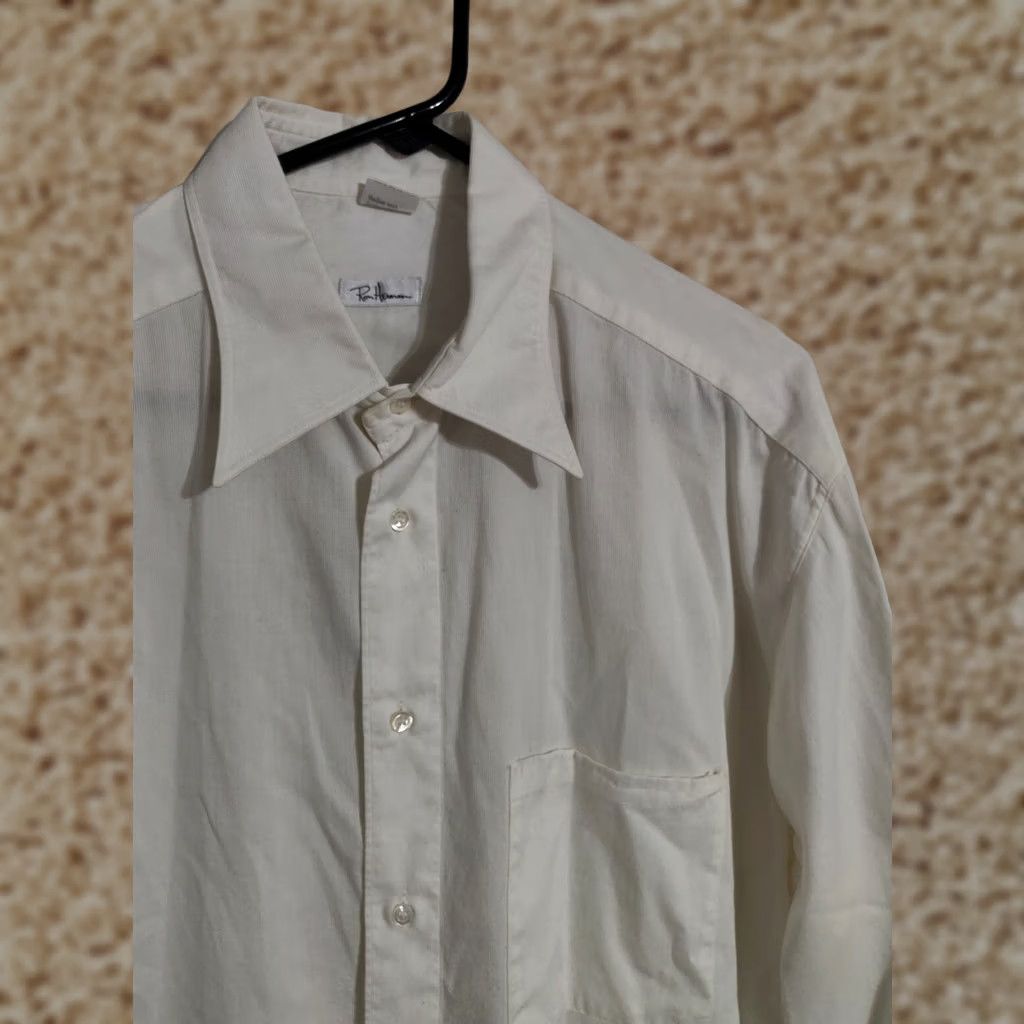 Vintage Ron Herman White Button Up Shirt Long Sleeve Men's Large Italy Cotton Size 42R - 1 Thumbnail