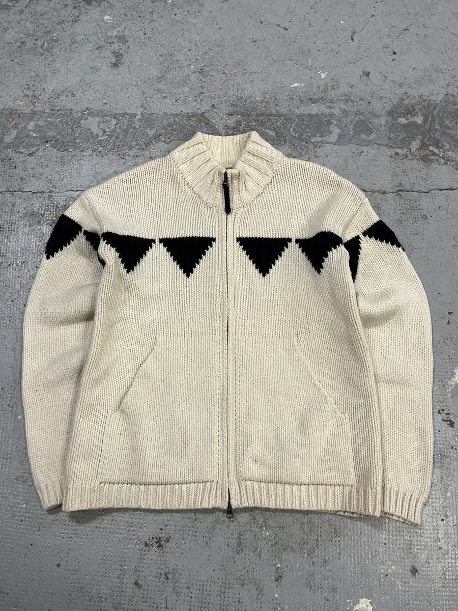 Armani Armani Triangle Cream Wool Zip-Up Sweater Size US L / EU 52-54 / 3 - 3 Thumbnail