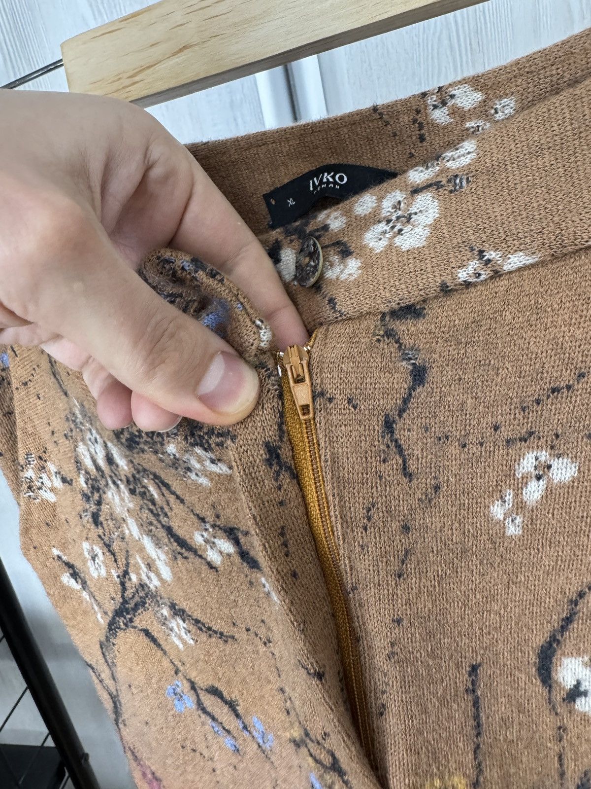 Other Ivko Wool beige brown floral flower pattern pants trousers Size 32" / US 10 / IT 46 - 14 Thumbnail