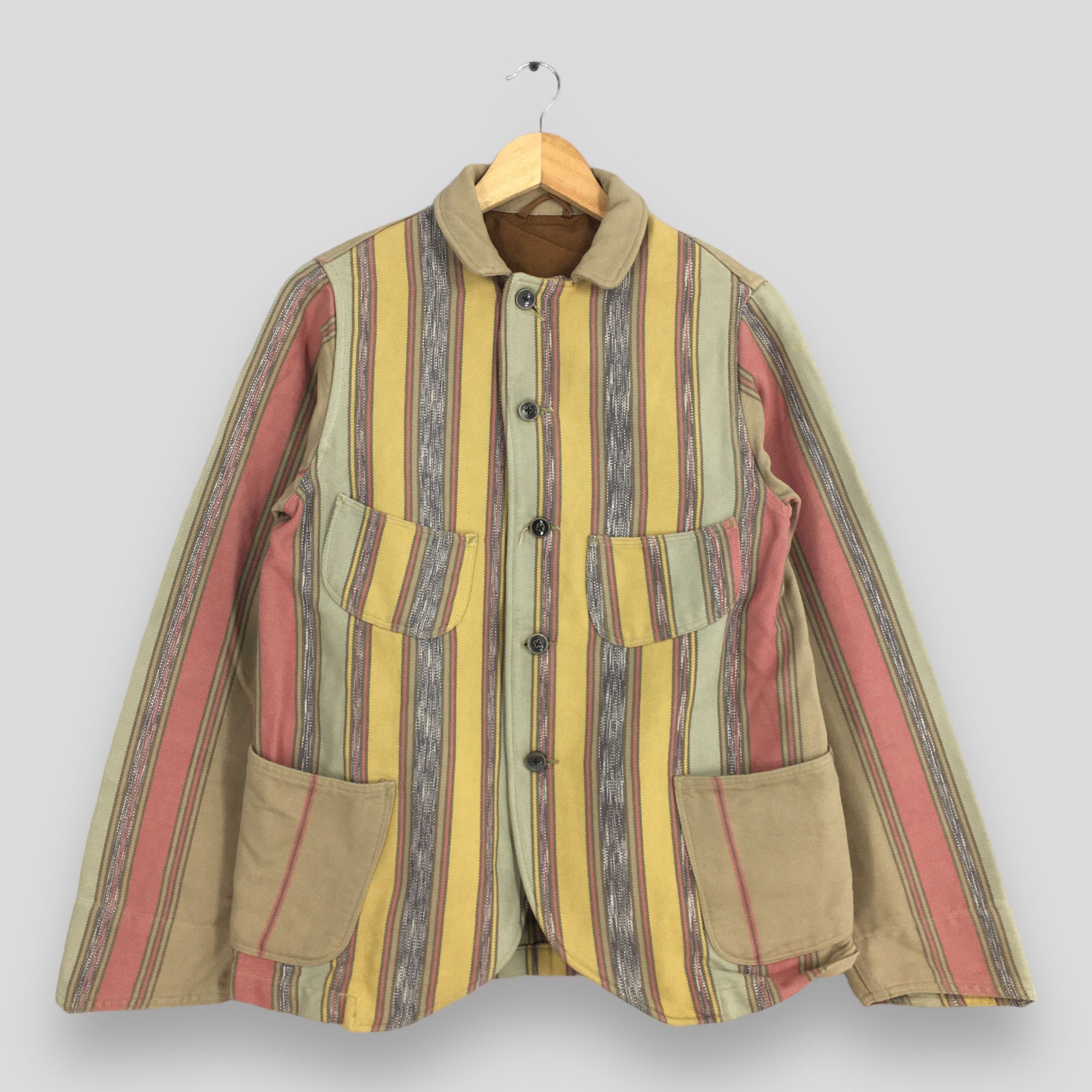 Kapital Kountry Multicolor Striped Boro Denim Jacket Small