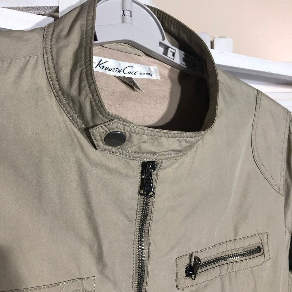 Kenneth Cole Keneth Cole Bomber Jacket Zip Pockets Collar Beige sz M Size US M / EU 48-50 / 2 - 7 Thumbnail