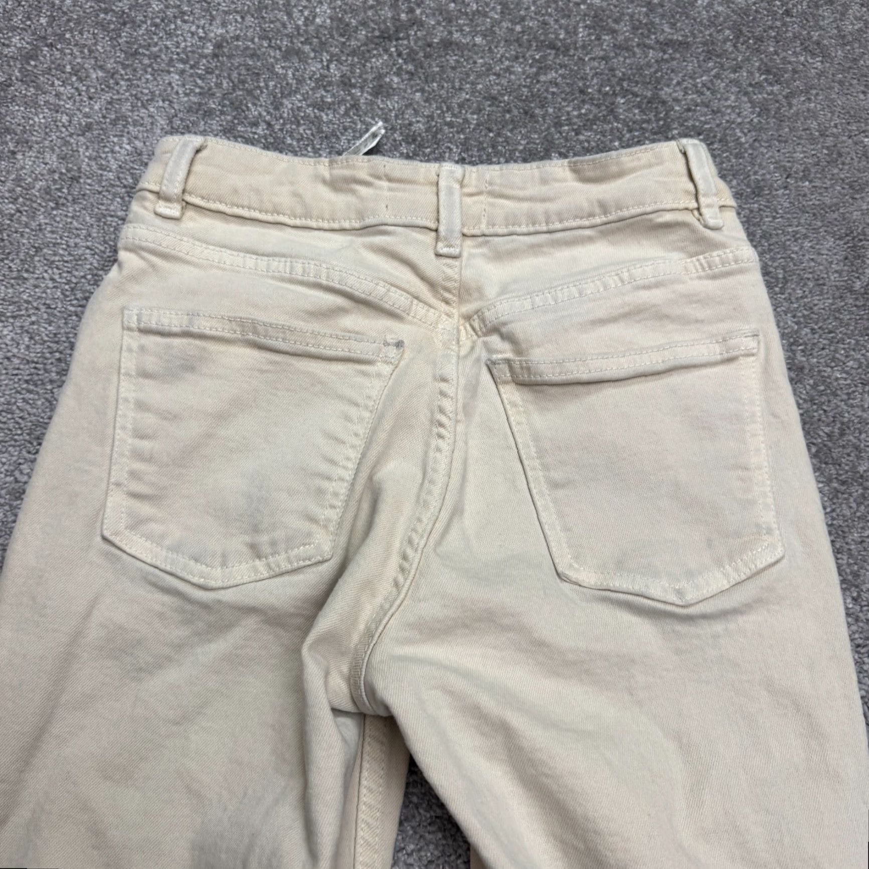 Everlane Zara Jeans Womens 2 Beige High Rise Straight Leg Cropped Ankle Denim Raw Hem Size 27" / US 4 / IT 40 - 4 Thumbnail