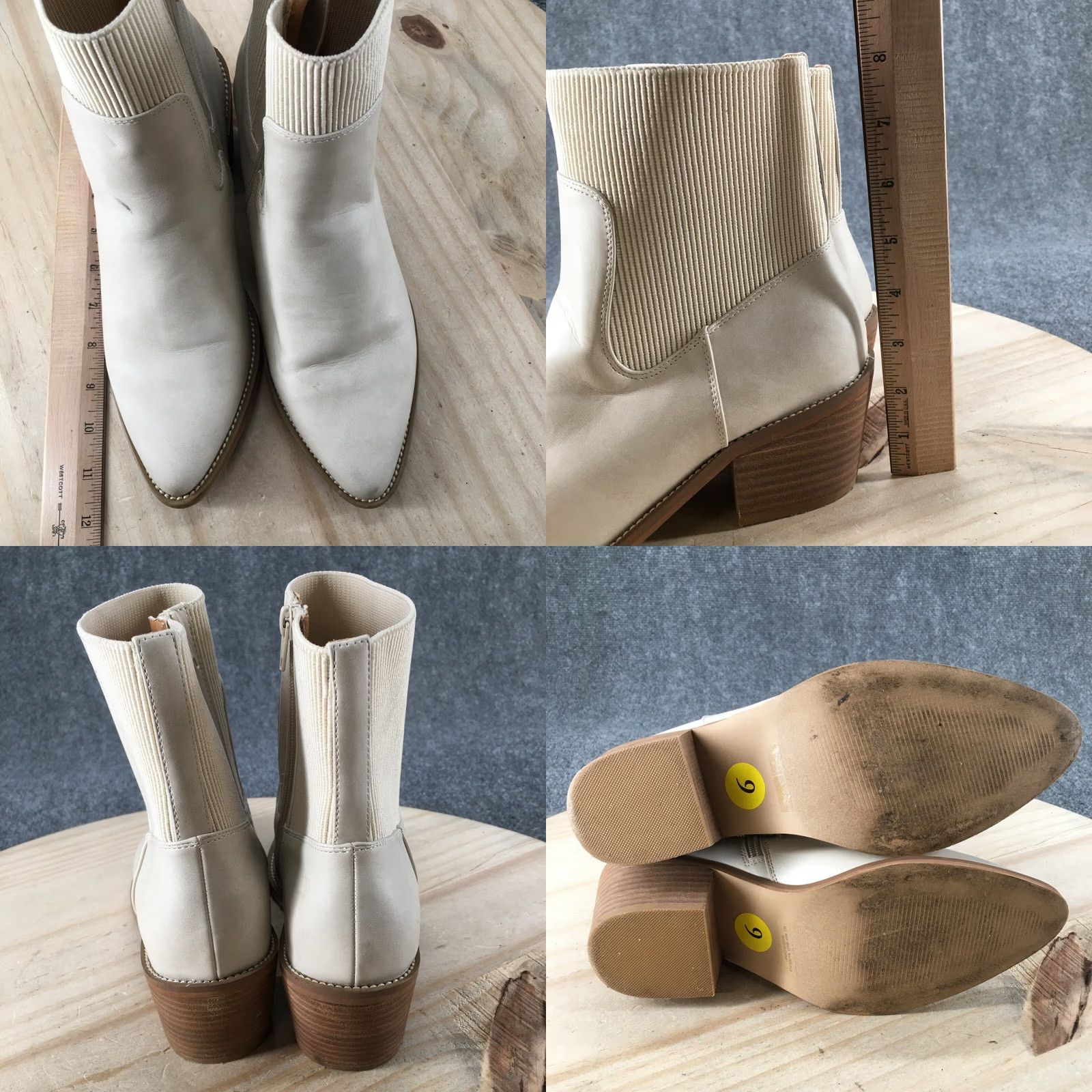 Dolce Vita Dolce Vita Ankle Boots Womens 9 Beige Casual Leather Side Zip Block Heel Shoes Size US 9 / IT 39 - 8 Thumbnail