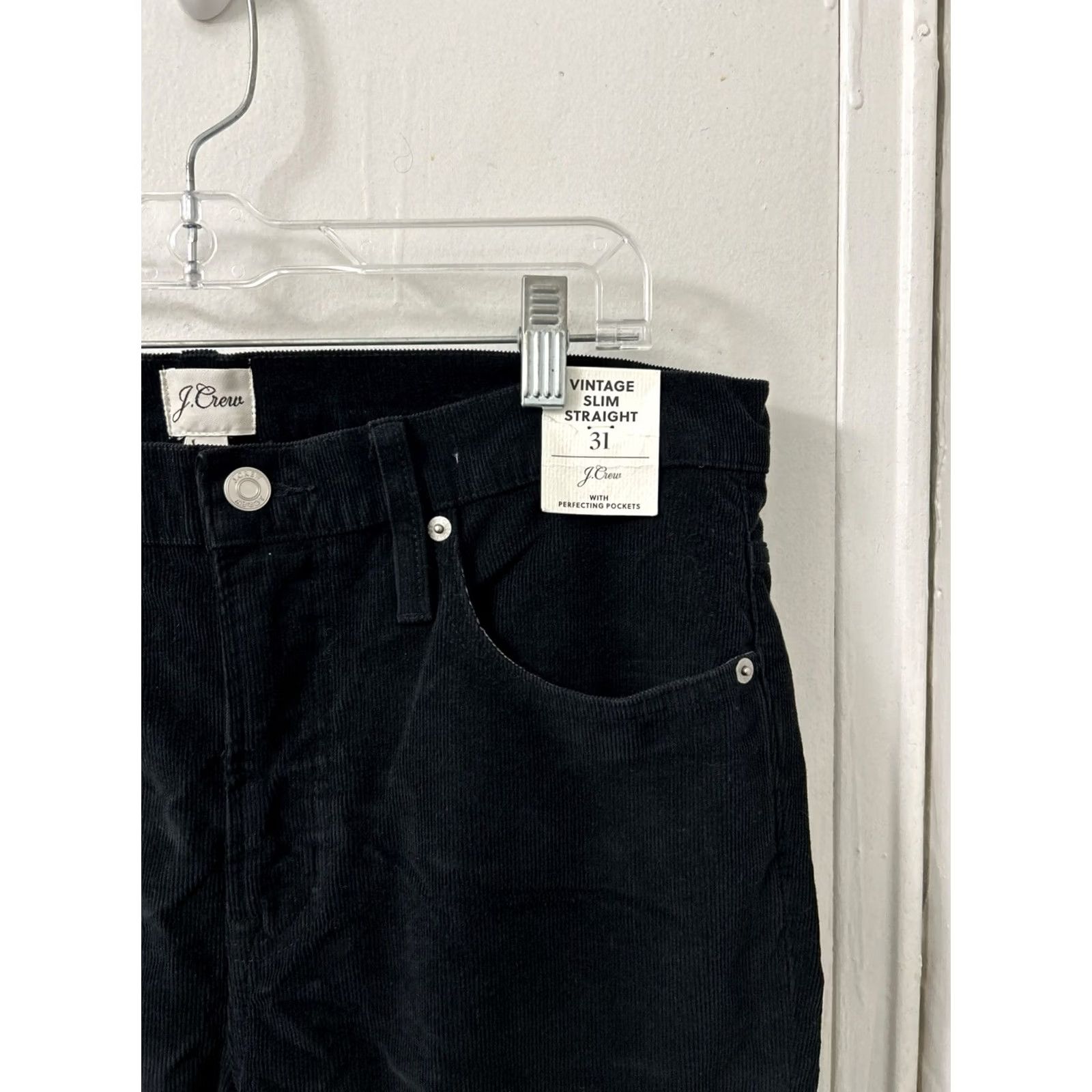Vintage VINTAGE J Crew Slim Straight Corduroy Pants Womens 31x28 Black NWT 18 MSRP Size 24" / US 00 / IT 34 - 4 Thumbnail