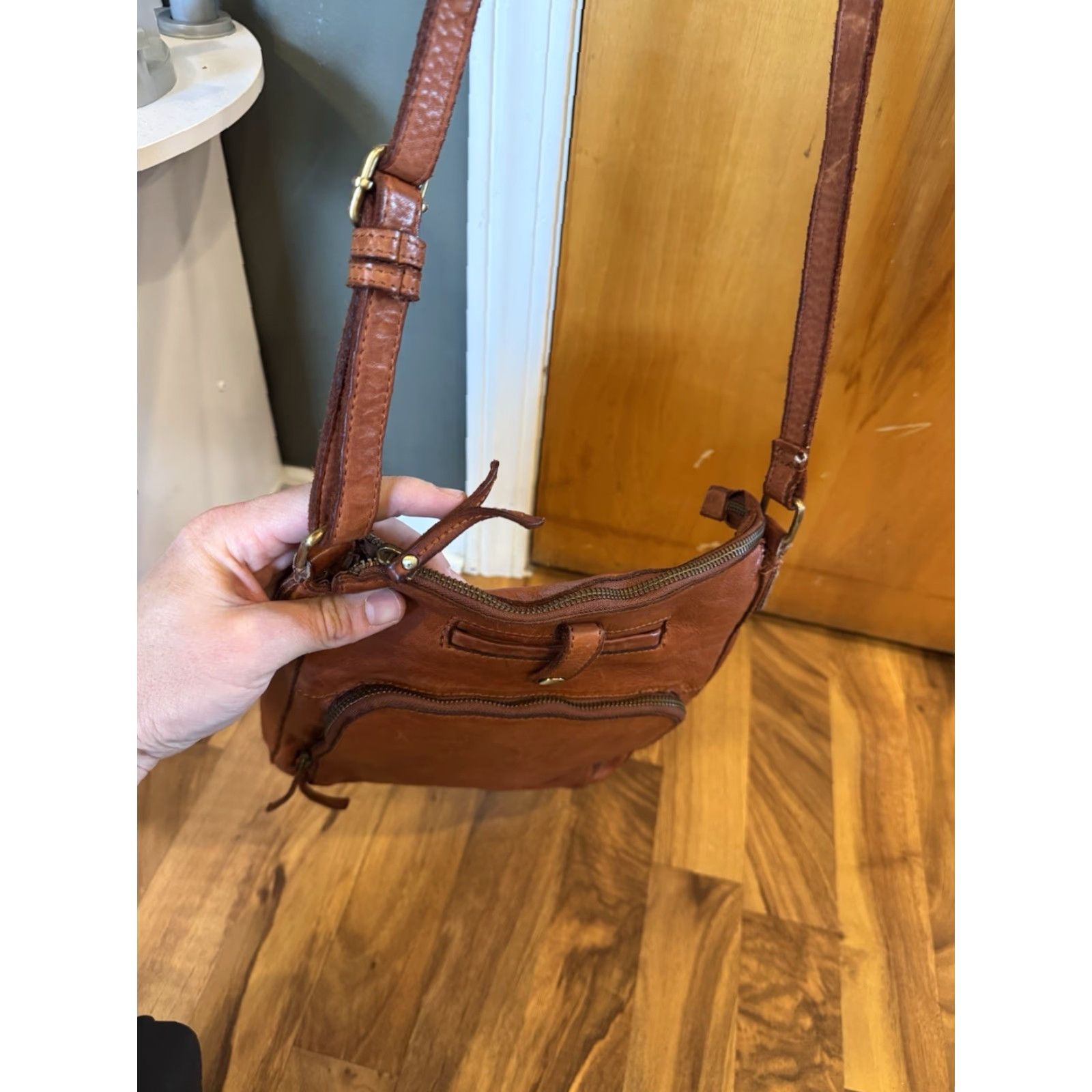 Vintage Milo Luna Cognac Leather Crossbody Bag Medium Size ONE SIZE - 4 Thumbnail