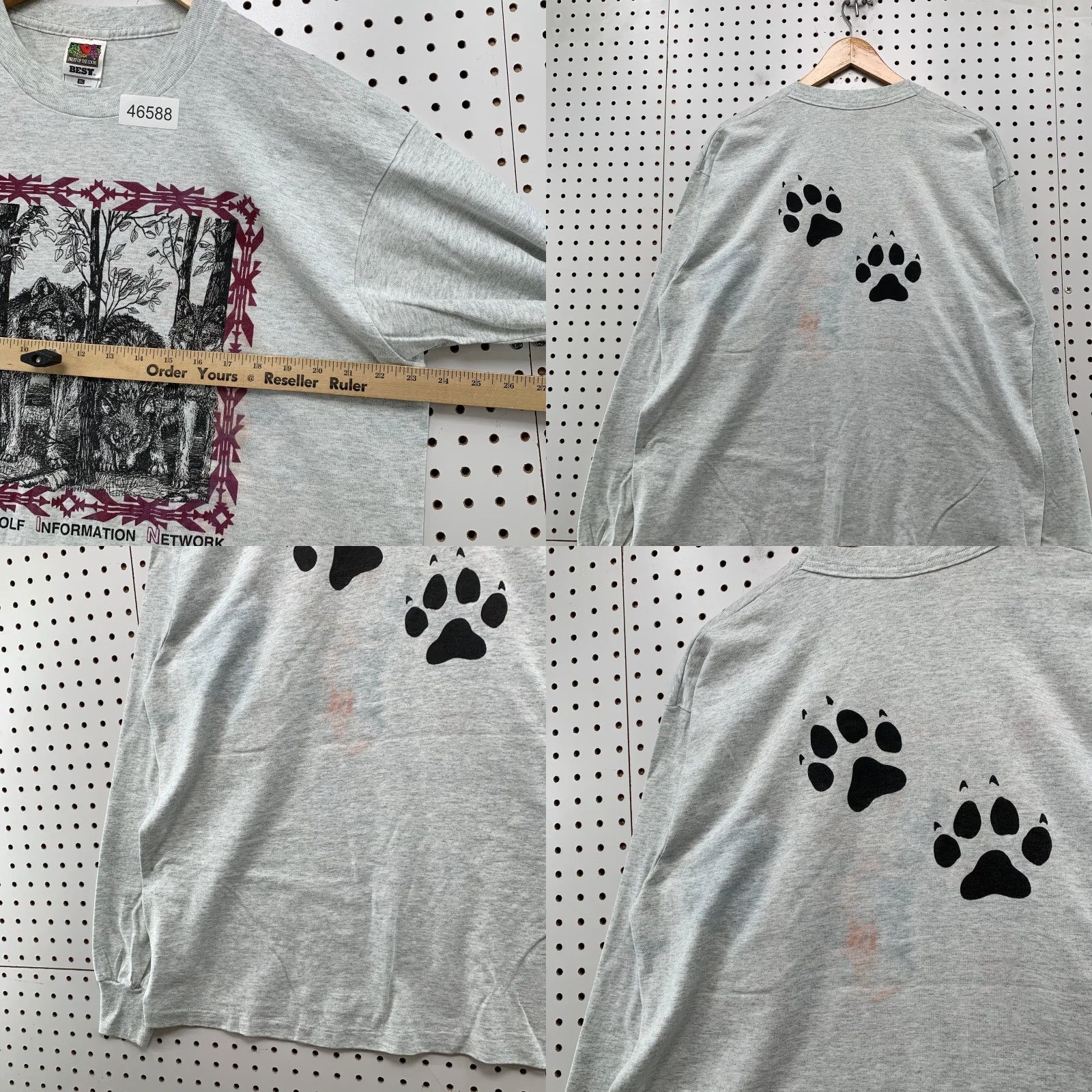 Fruit Of The Loom VINTAGE Timber Wolves Nature Shirt Mens XL Gray Single Stitch Long Sleeve USA Size US XL / EU 56 / 4 - 9 Thumbnail