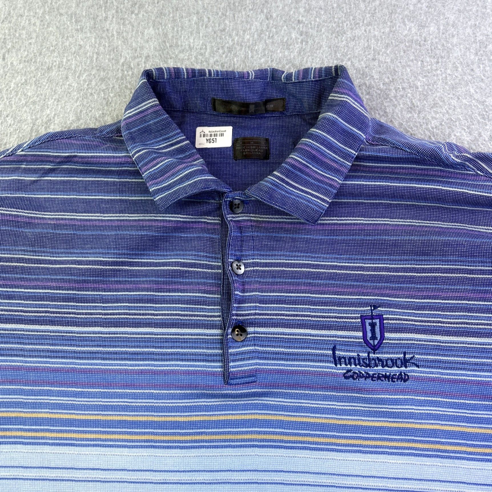 Vintage Tiger Woods Polo Shirt Mens M Blue Striped Copperhead Golf Course Adult Size US M / EU 48-50 / 2 - 4 Thumbnail