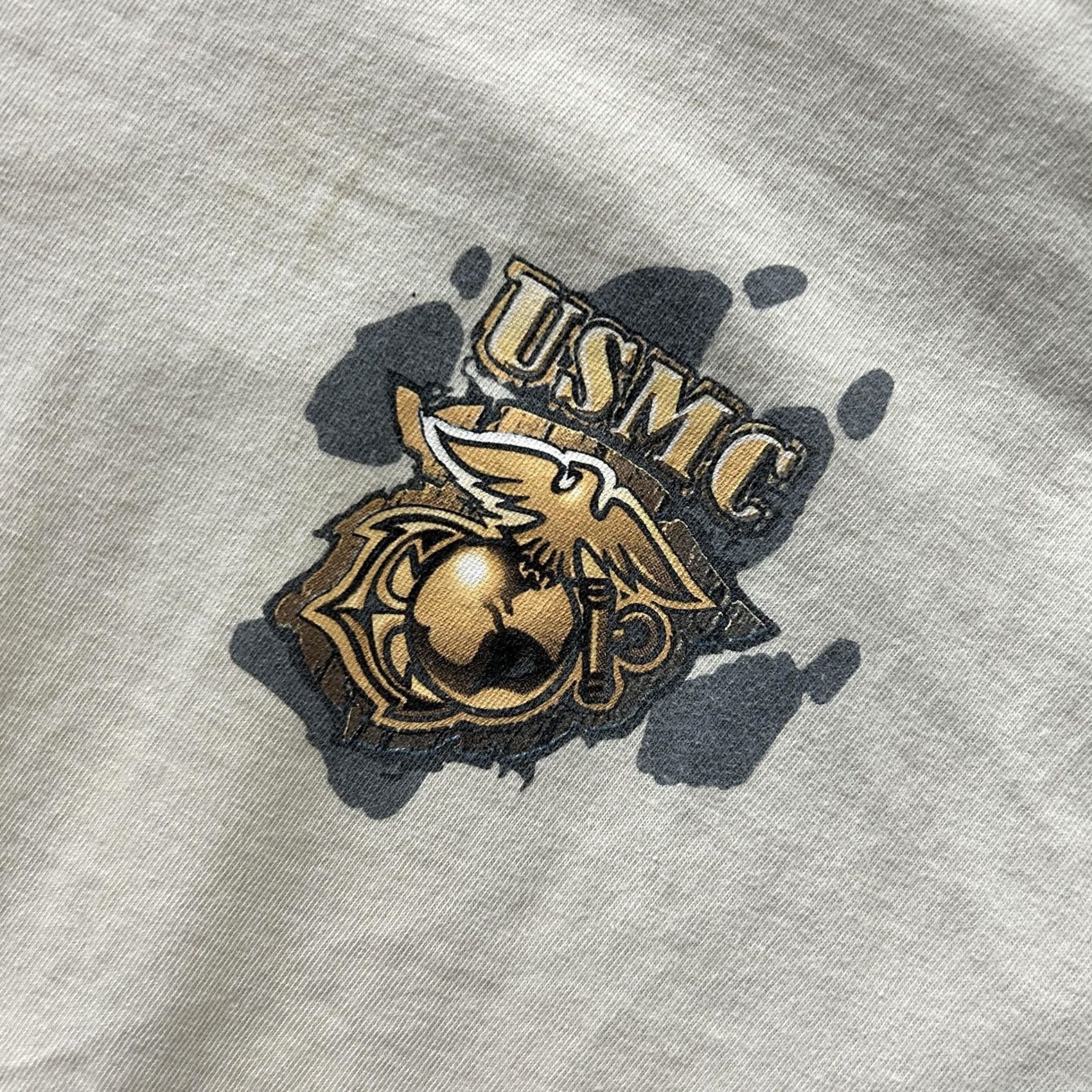 Vintage VINTAGE Quail Hollow USMC T-Shirt Mens XL Beige Graphic Bulldog Marine Corps Crew Neck Short Sleeve Size US XL / EU 56 / 4 - 2 Thumbnail