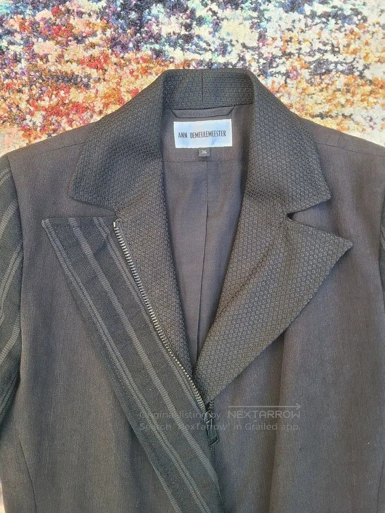 Ann Demeulemeester black silk blend women's jacket. Size US M / EU 48-50 / 2 - 7 Thumbnail