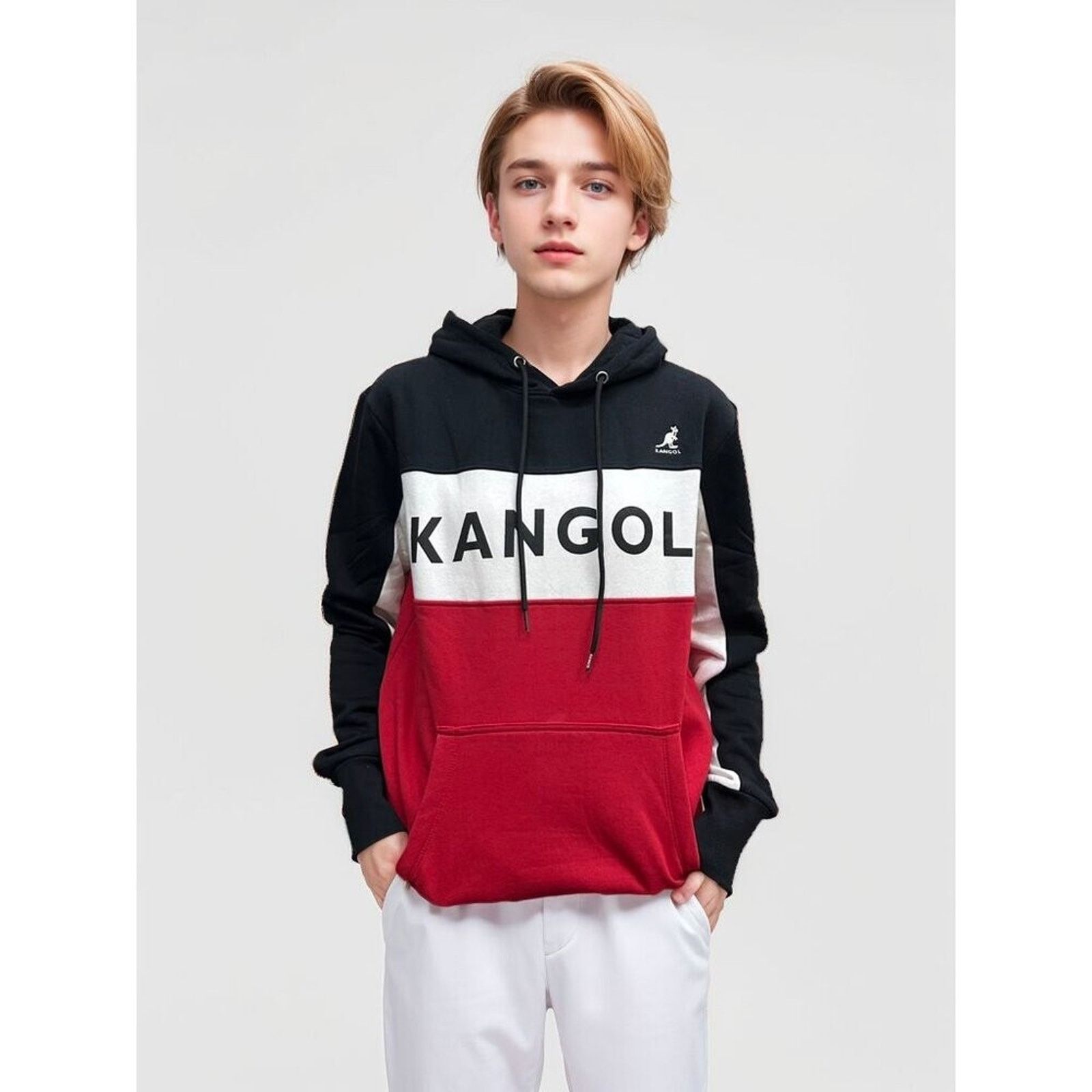 Kangol Kangol Men's Hoodie Colorblock Black Combo Fleece Sweatshirt Size US XXL / EU 58 / 5 - 3 Thumbnail