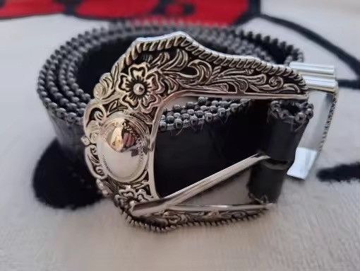 Japanese Brand 122 cm Y2k grunge western crocodile print black belt Size 34 - 4 Thumbnail