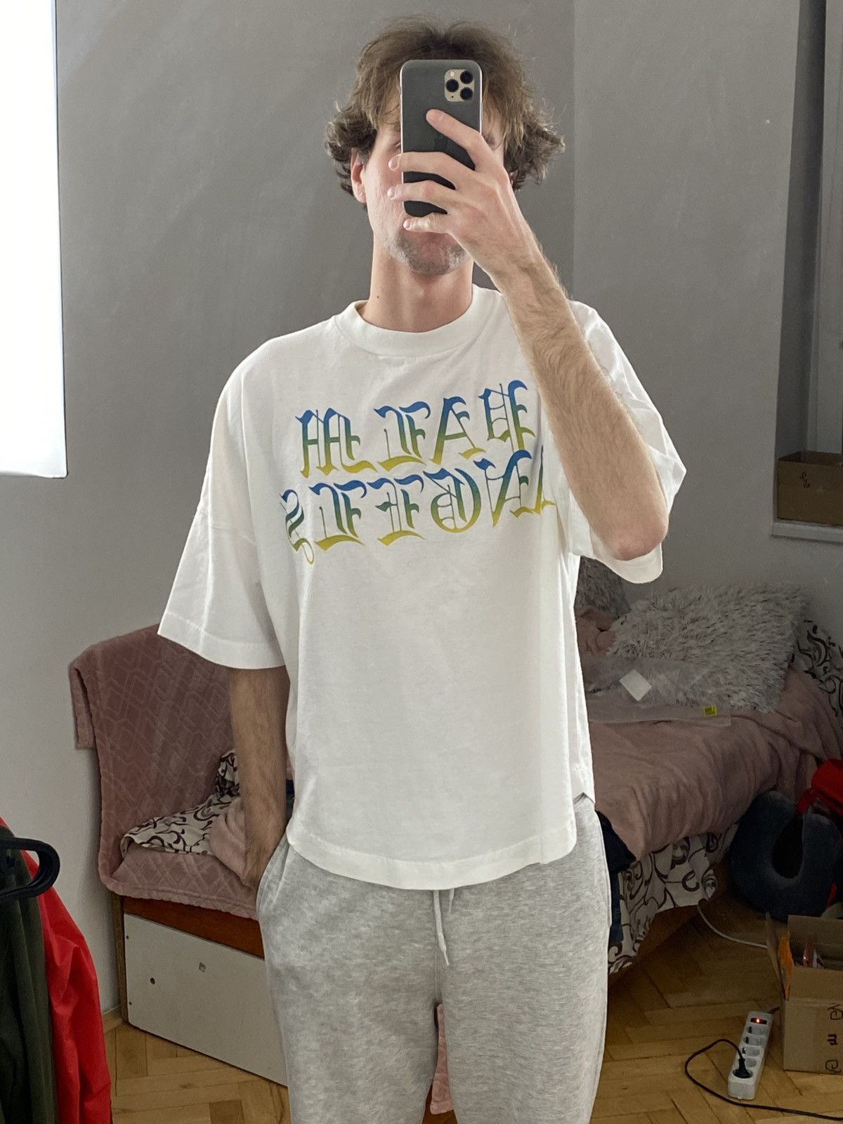 Palm Angels Oversized white shiny logo tee by Palm Angels Size US S / EU 44-46 / 1 - 5 Thumbnail