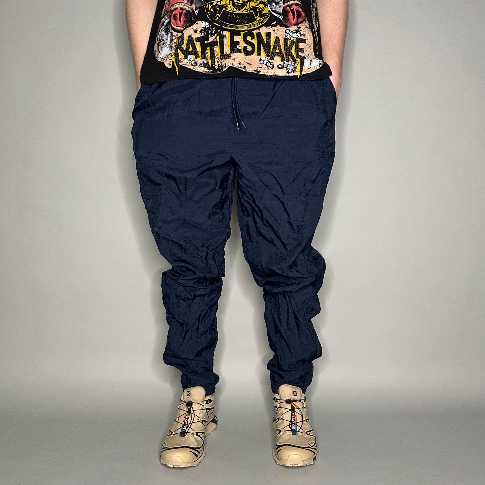 Reebok Vintage 90s Reebok Track Pants Mens M Navy Blue Nylon Jogger Size US 32 / EU 48 - 3 Thumbnail