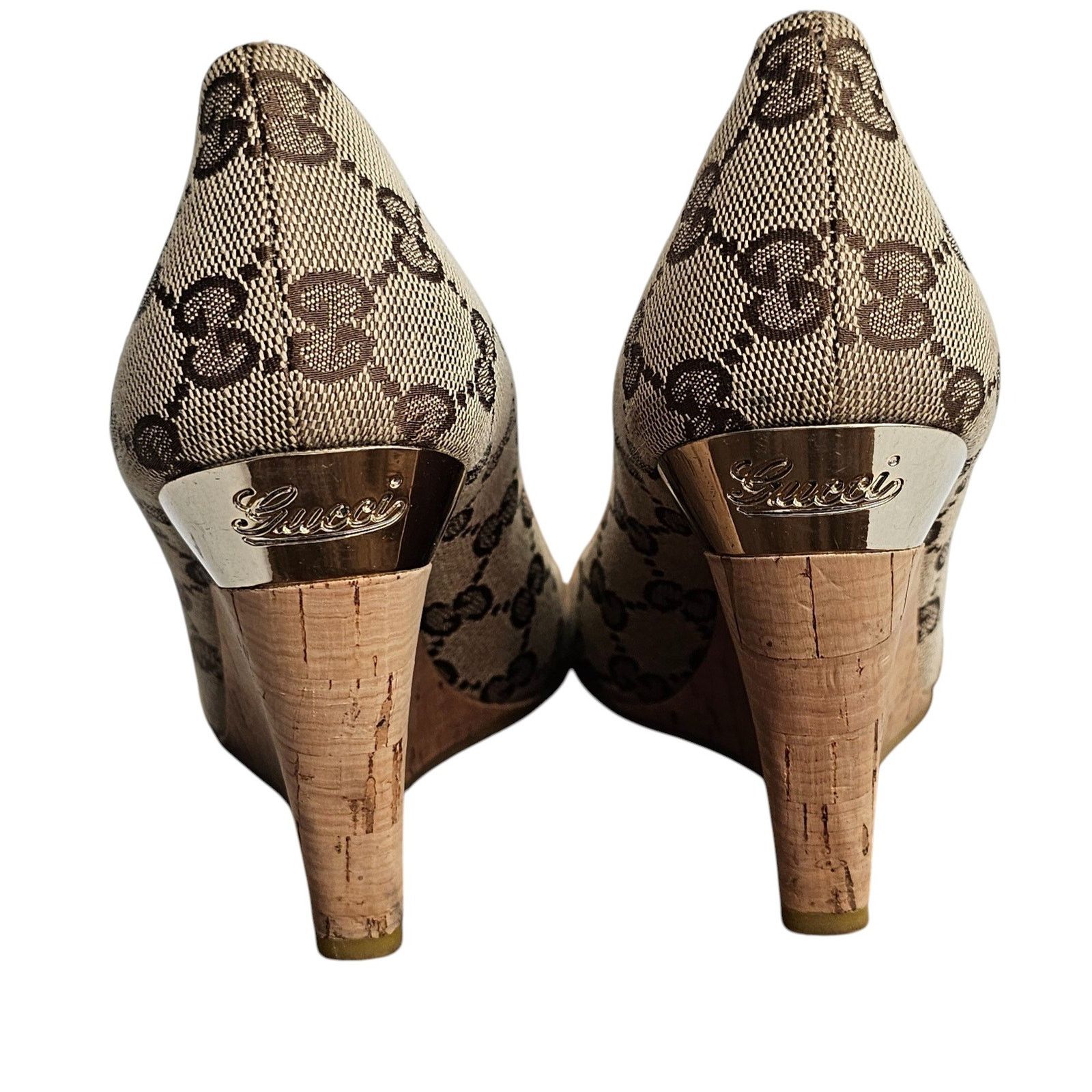 Gucci Gucci GG canvas peep-toe Cyprus cork wedge Size 5B Size US 5 / IT 35 - 5 Thumbnail