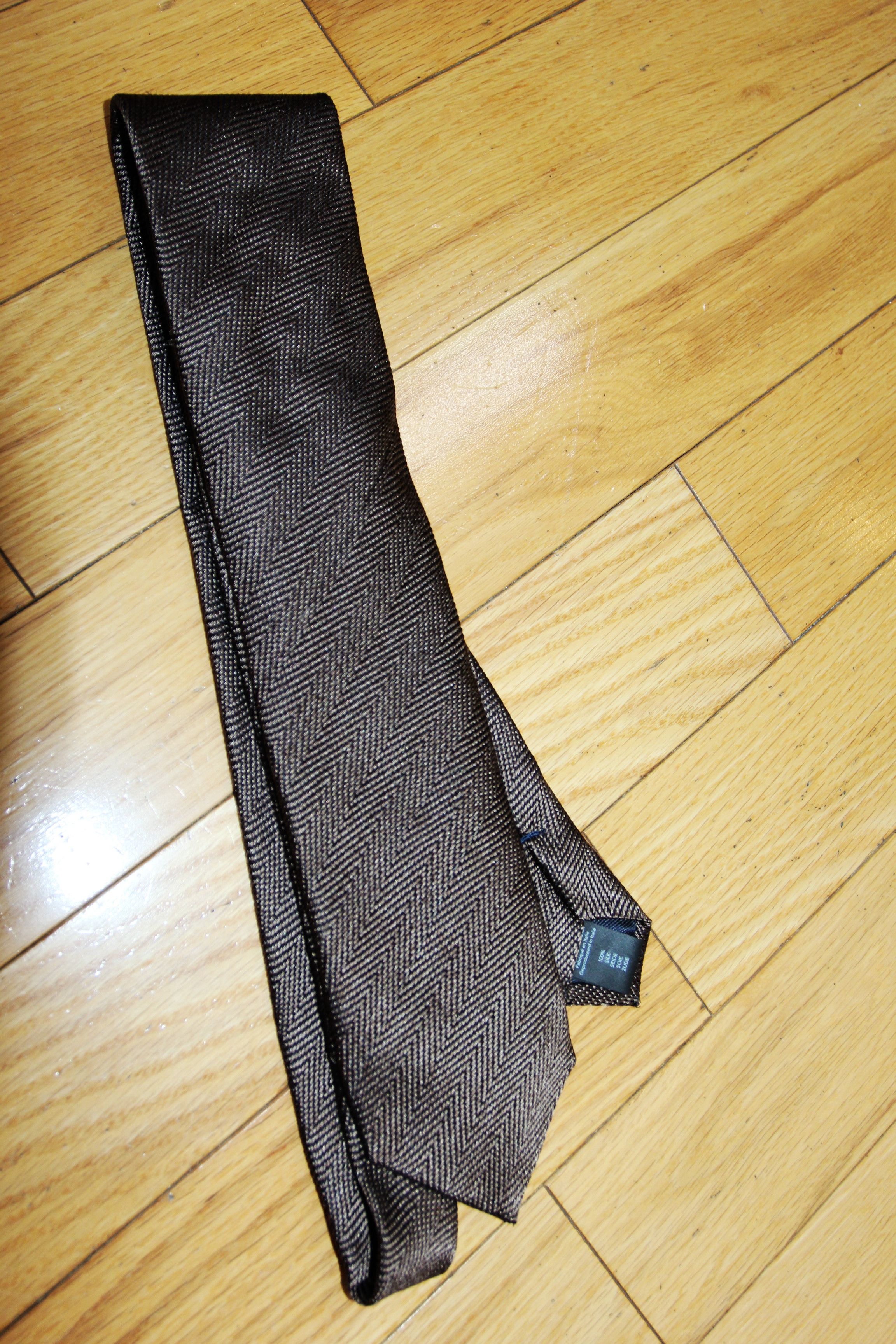 Other BNWT AW25 PROFUOMO SILK HAZELNUT HERRINGBONE TIE BROWN Size ONE SIZE - 2 Thumbnail