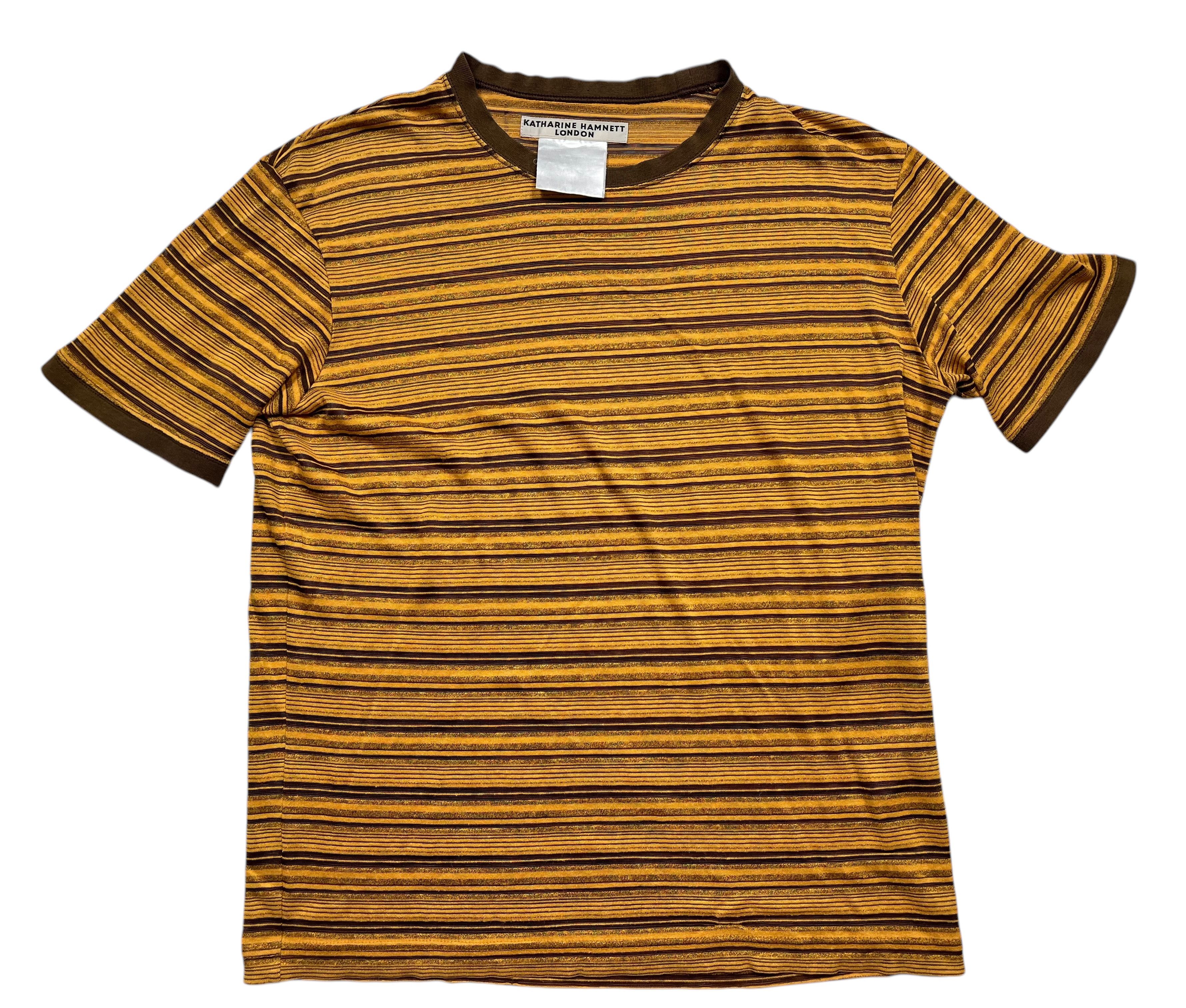 Japanese Brand Katharine Hamnett Stripes Oranje Brown Thin 00s Y2K Size US L / EU 52-54 / 3 - 1 Thumbnail